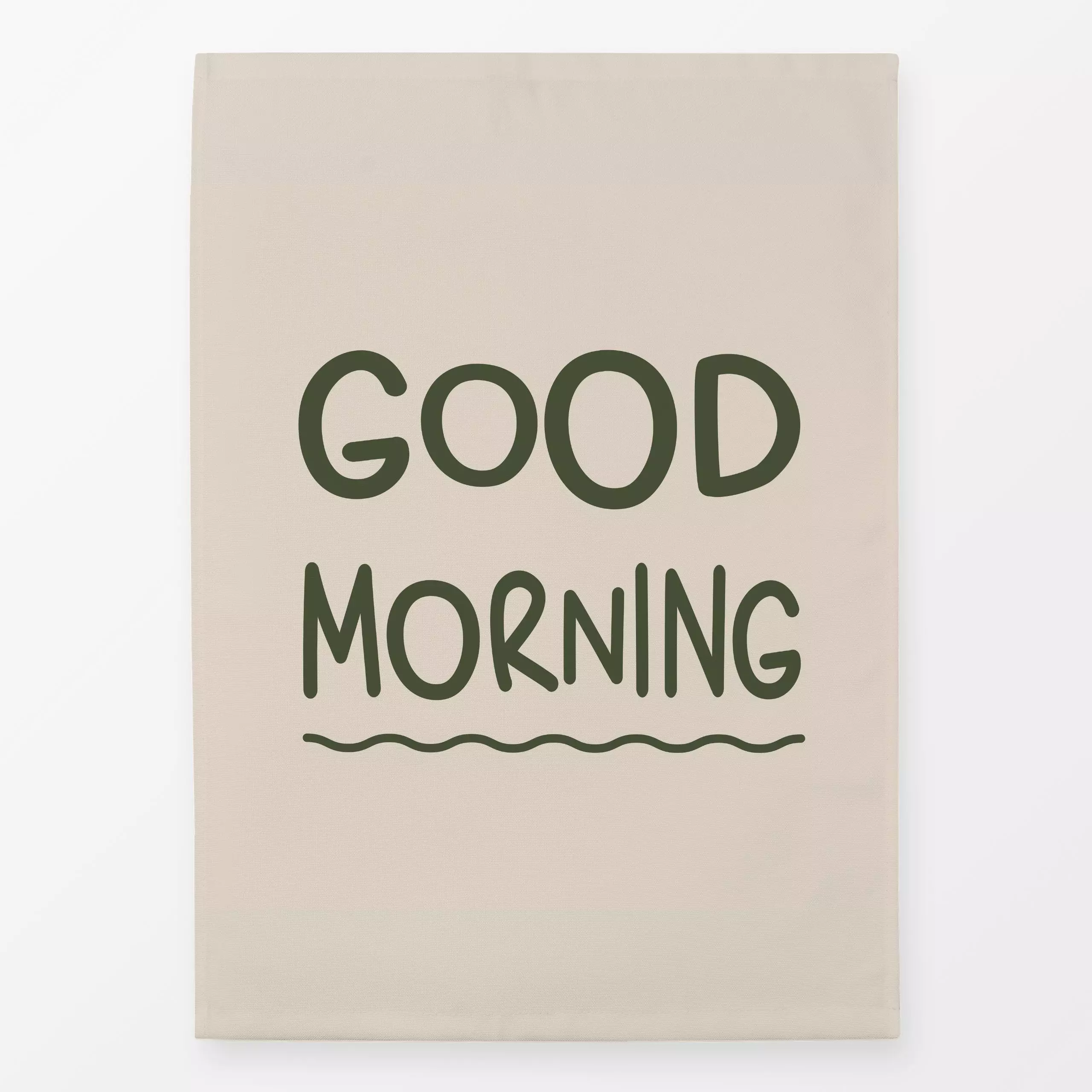 Geschirrtücher Good Morning beige - Herbst, Sprüche & Schriftzüge - von „Karen Menzenbach"; Cozy, beige, typografie, herbstl...