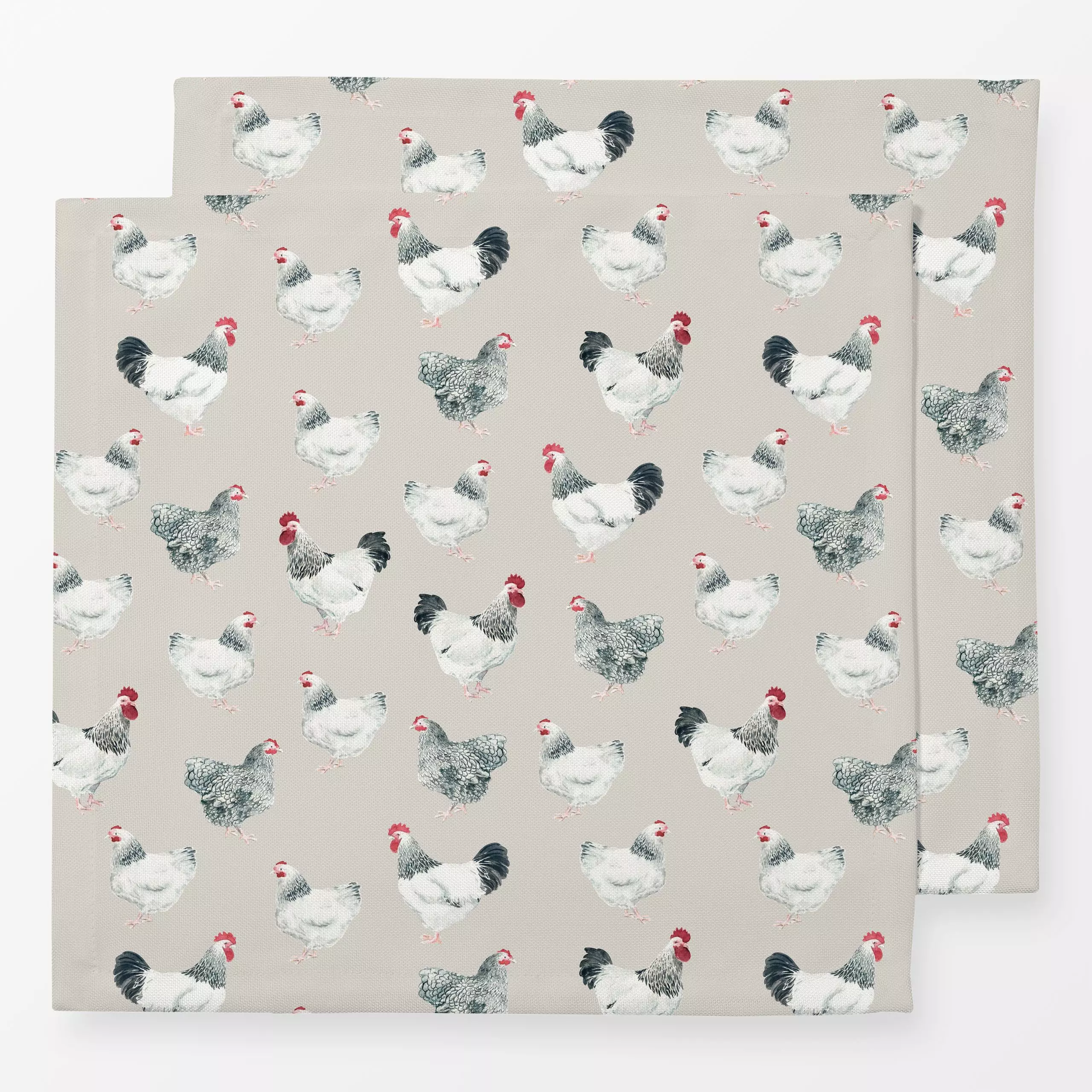 Servietten Hühner beige - Frühling, Tiere - von „Katrin Graff"; Hühner, Ostern, landhaus, country, huhn, Landhausstil, Hahn,...