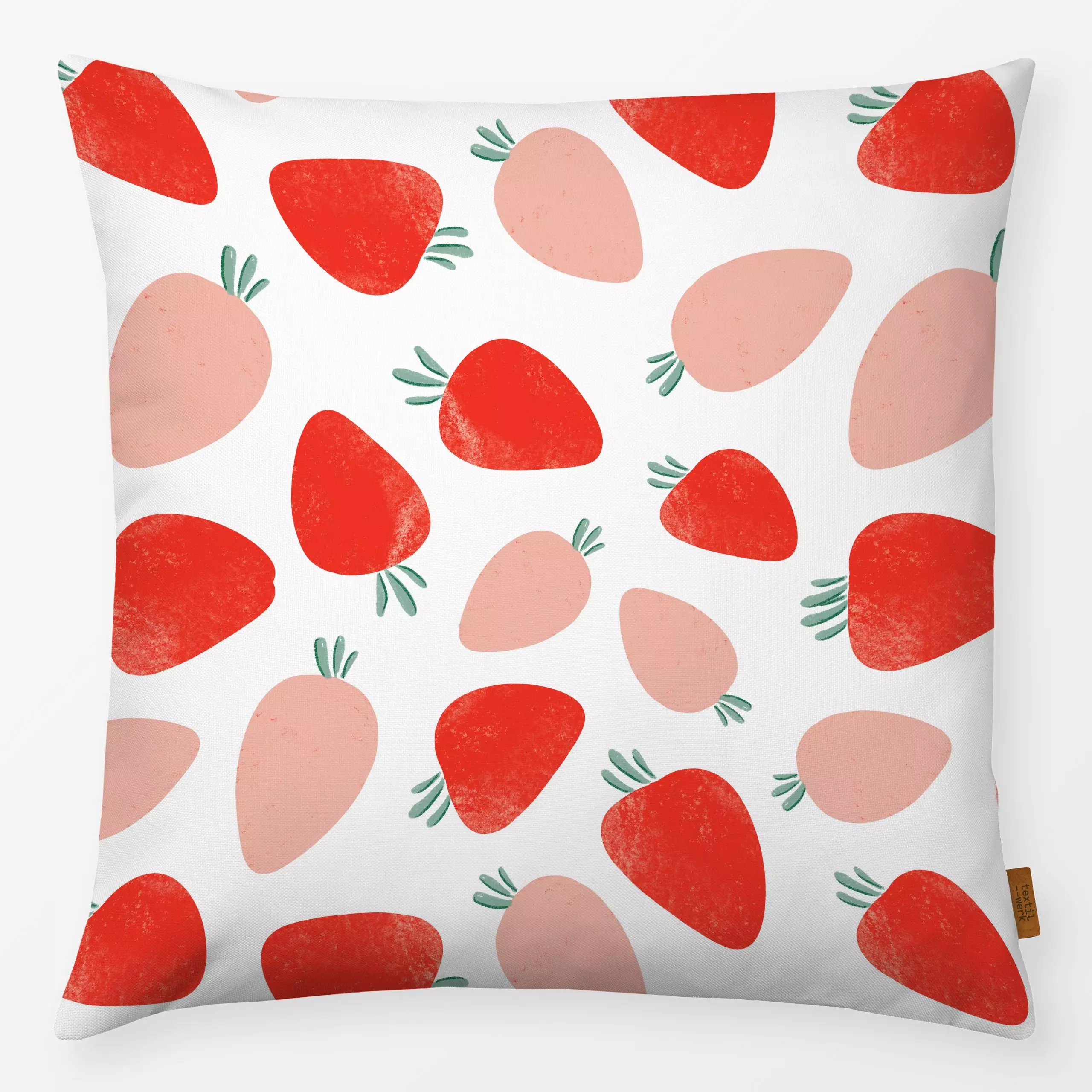 Kissen Sommertage Erdbeeren Muster - Sommer - von „Lena Yokota"; Muster, Garten, Sommerblumen, Erdbeeren, Früchte, summer, f...