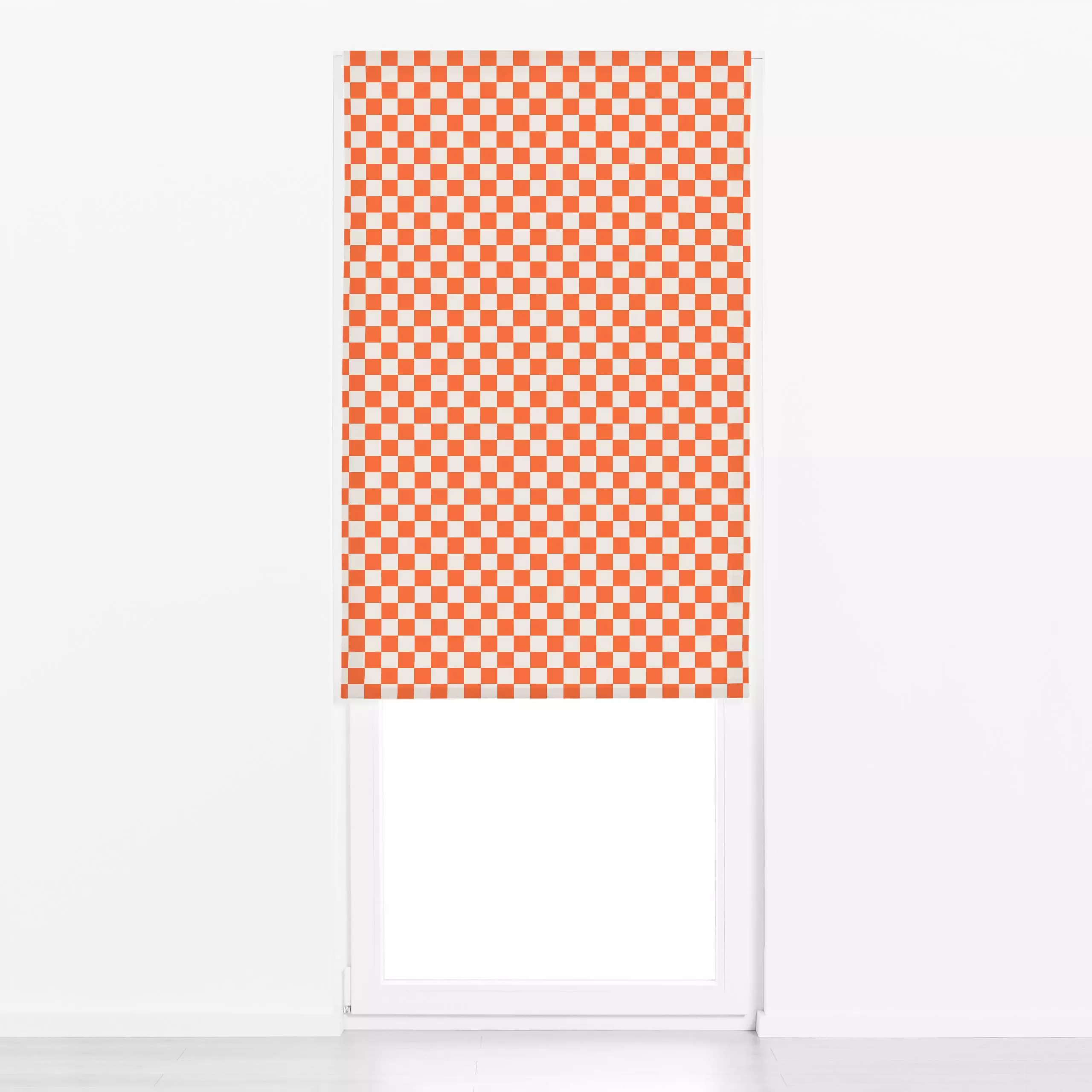 Raffrollo Checks Karotten-Orange - Symbole & Muster - von „textilwerk"; Illustration, skandinavisch, beige, minimalistisch, ...