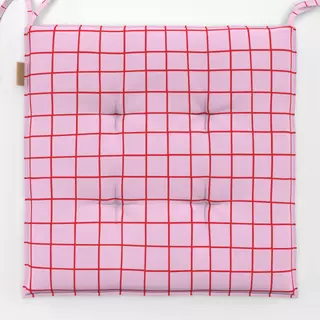 Sitzkissen Hand Drawn Grid Rosa Rot