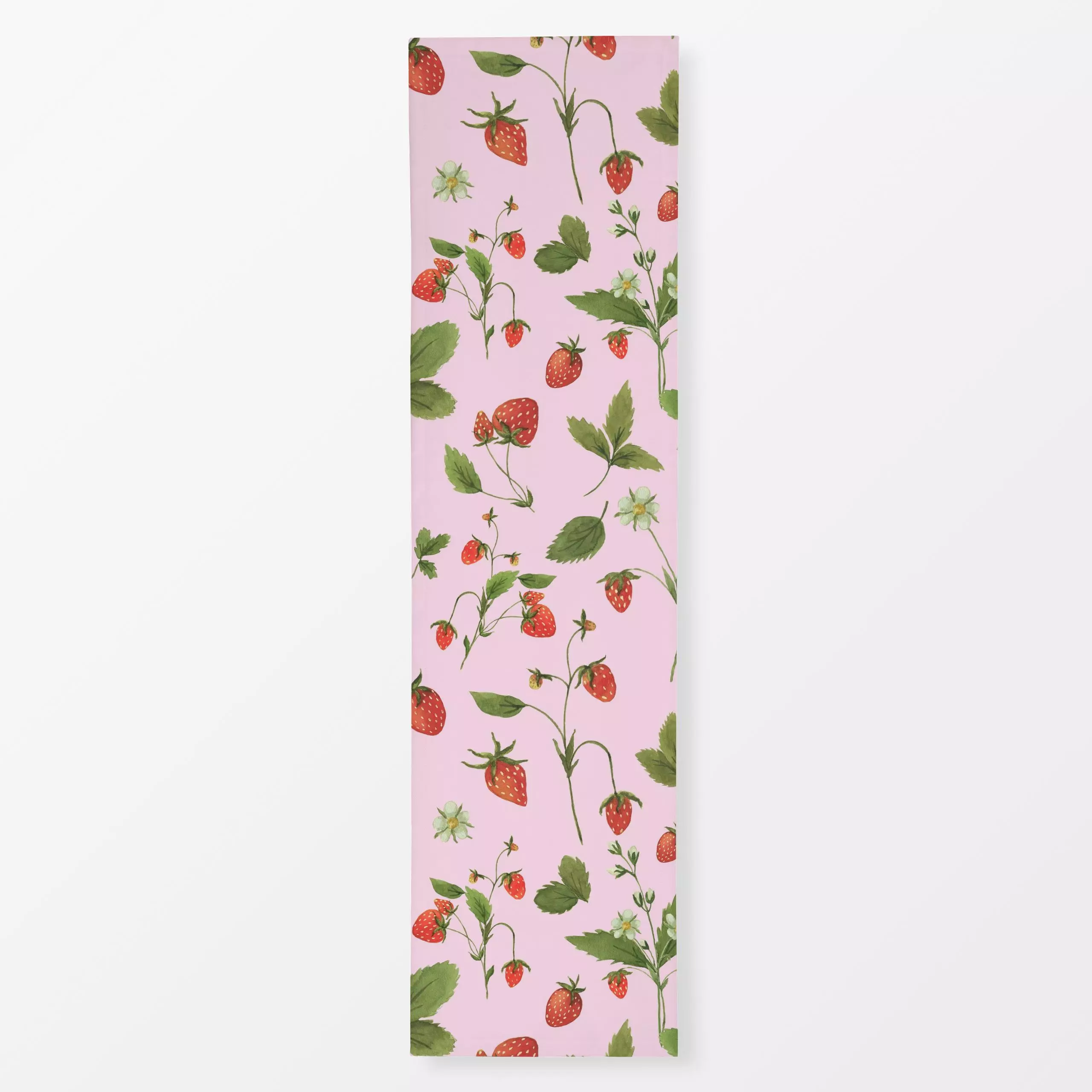 Tischläufer Wilde Erdbeeren auf pink - Sommer - von „Andrea Haase"; Aquarell, Beeren, Erdbeeren, pink, rot, rosarot, Aquarel...