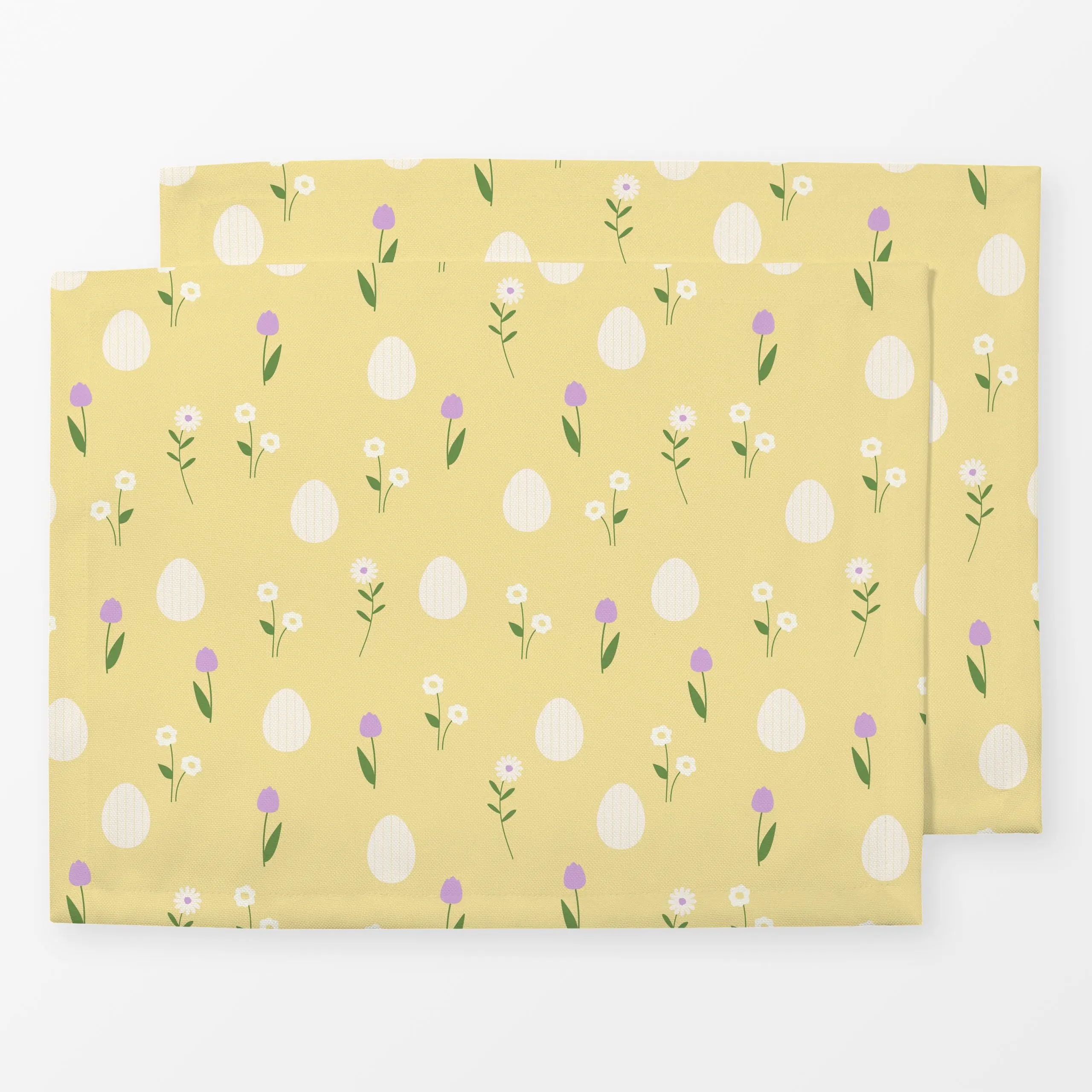 Tischset Ostereier Muster Gelb - Frühling, Ostern - von „Jana Moßmann"; Tulpen, Ostern, Fruehling, Ostereier, hasen, Eiersuc...