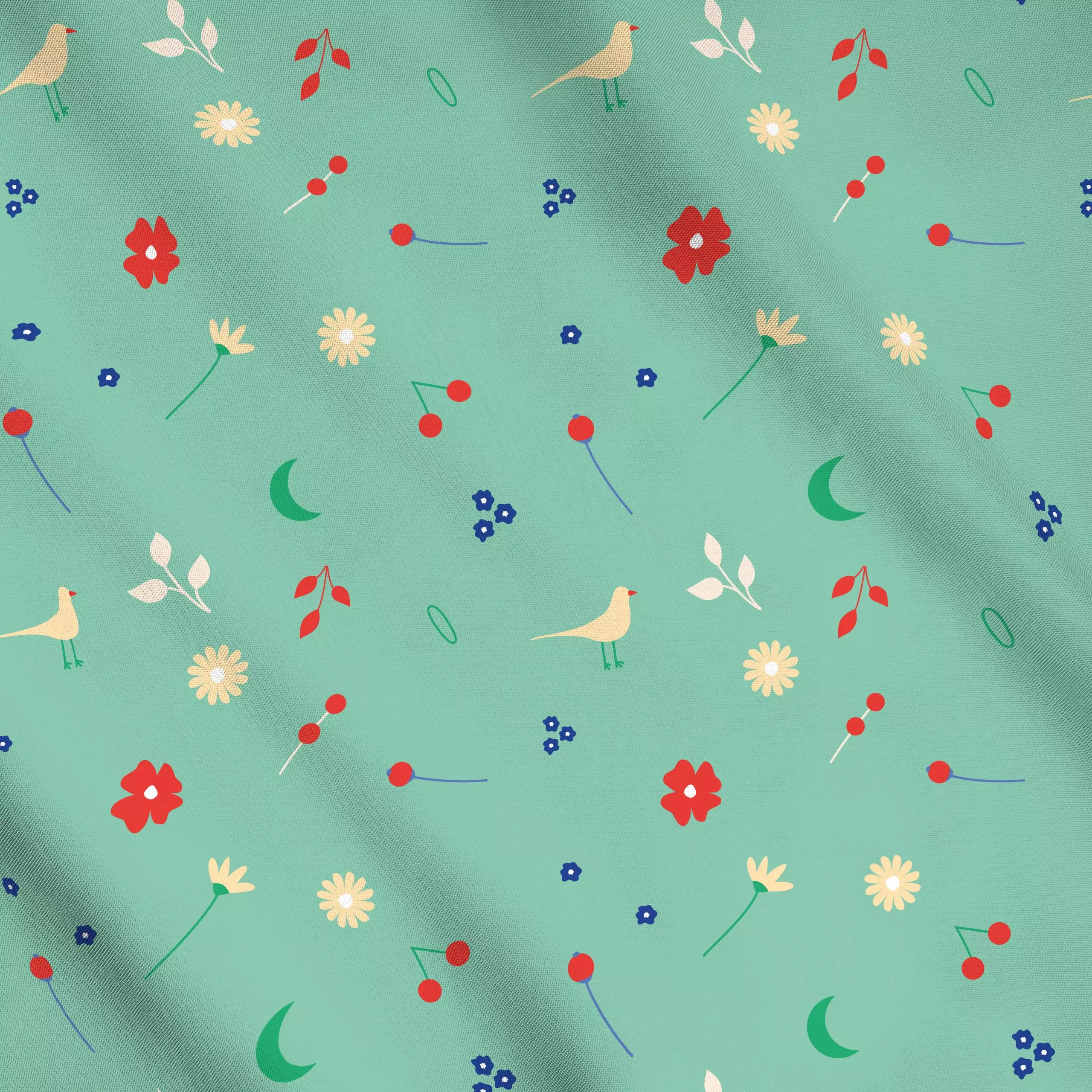 Meterware Frühling Pattern Leichtes Grün, Blumen, von Jana Moßmann