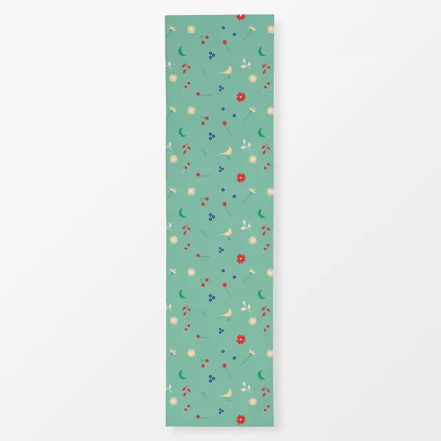 Löwenzahn-Tischläufer Aus Baumwolle Mit Fransen – Frühlingsdeko In Grün, 30x180 Cm