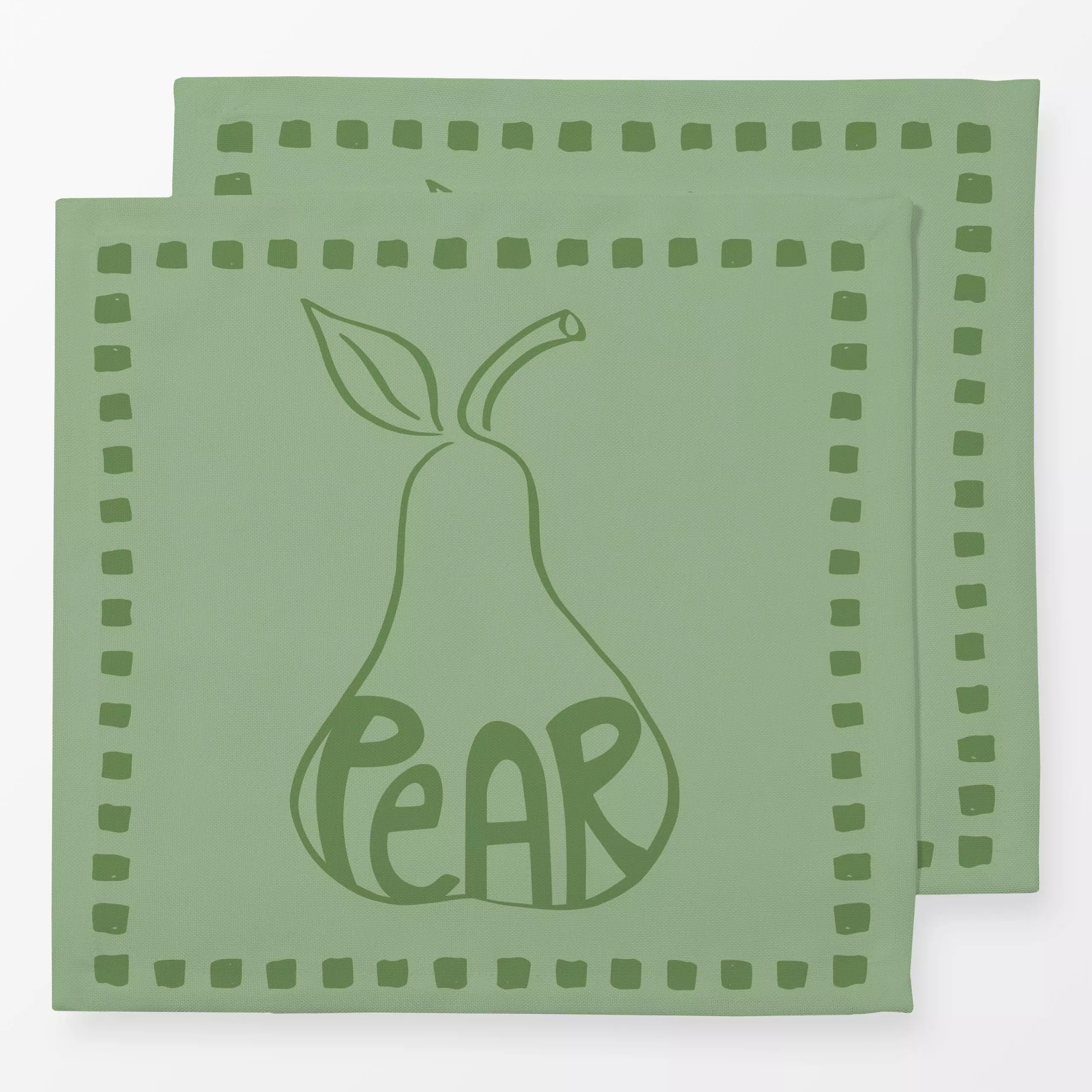 Servietten Pear Typographie - Herbst, Sprüche & Schriftzüge - von „Vivian Hasenclever"; minimal, Birne, Herbst, grun, Typogr...