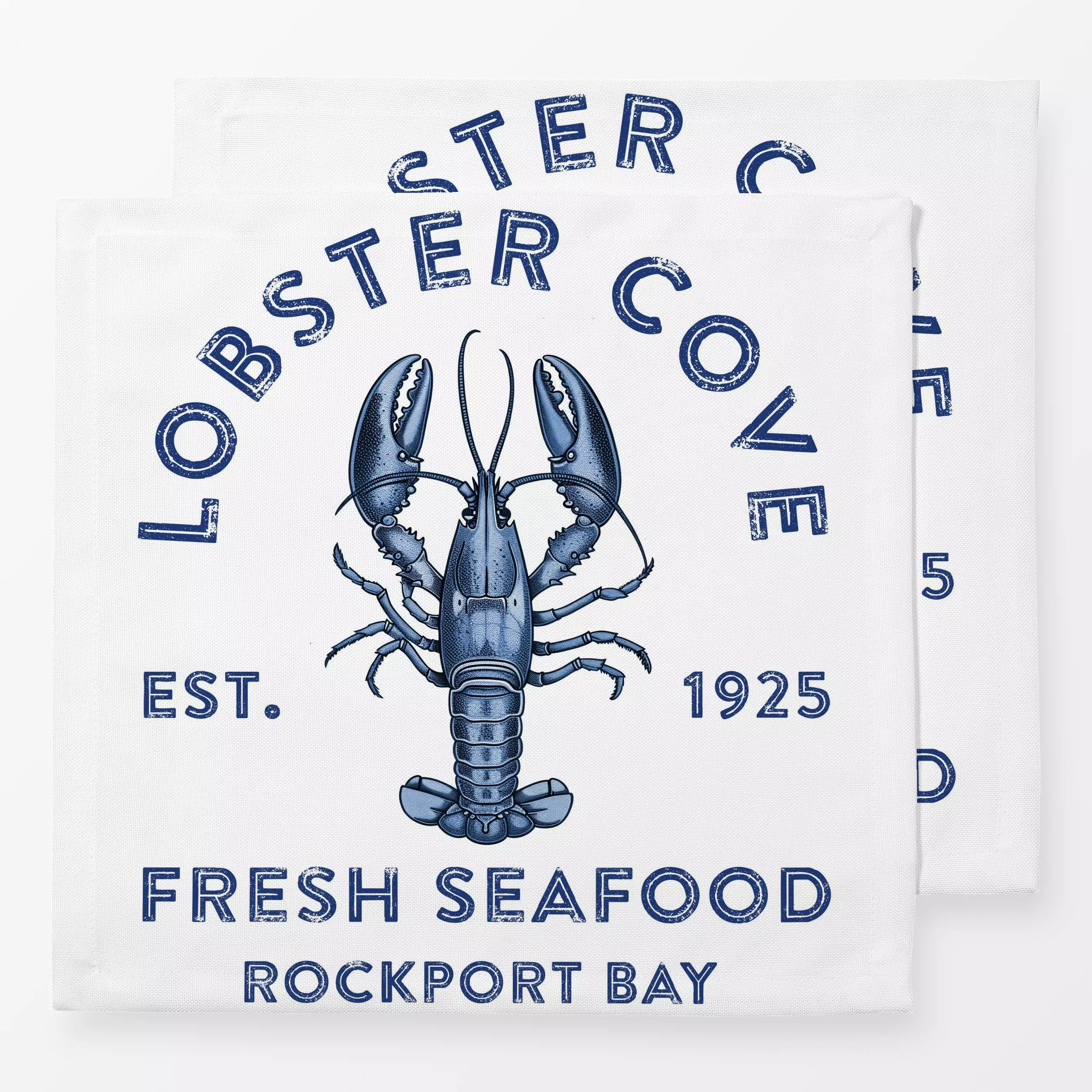 Servietten Retro Seafood Lobster II - Sommer, Retro & Vintage - von „Andrea Haase"; Meer, Urlaub, blau, Hummer, maritim, Ess...