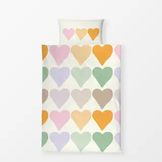 Bettwäsche Herzen Muster Regenbogen