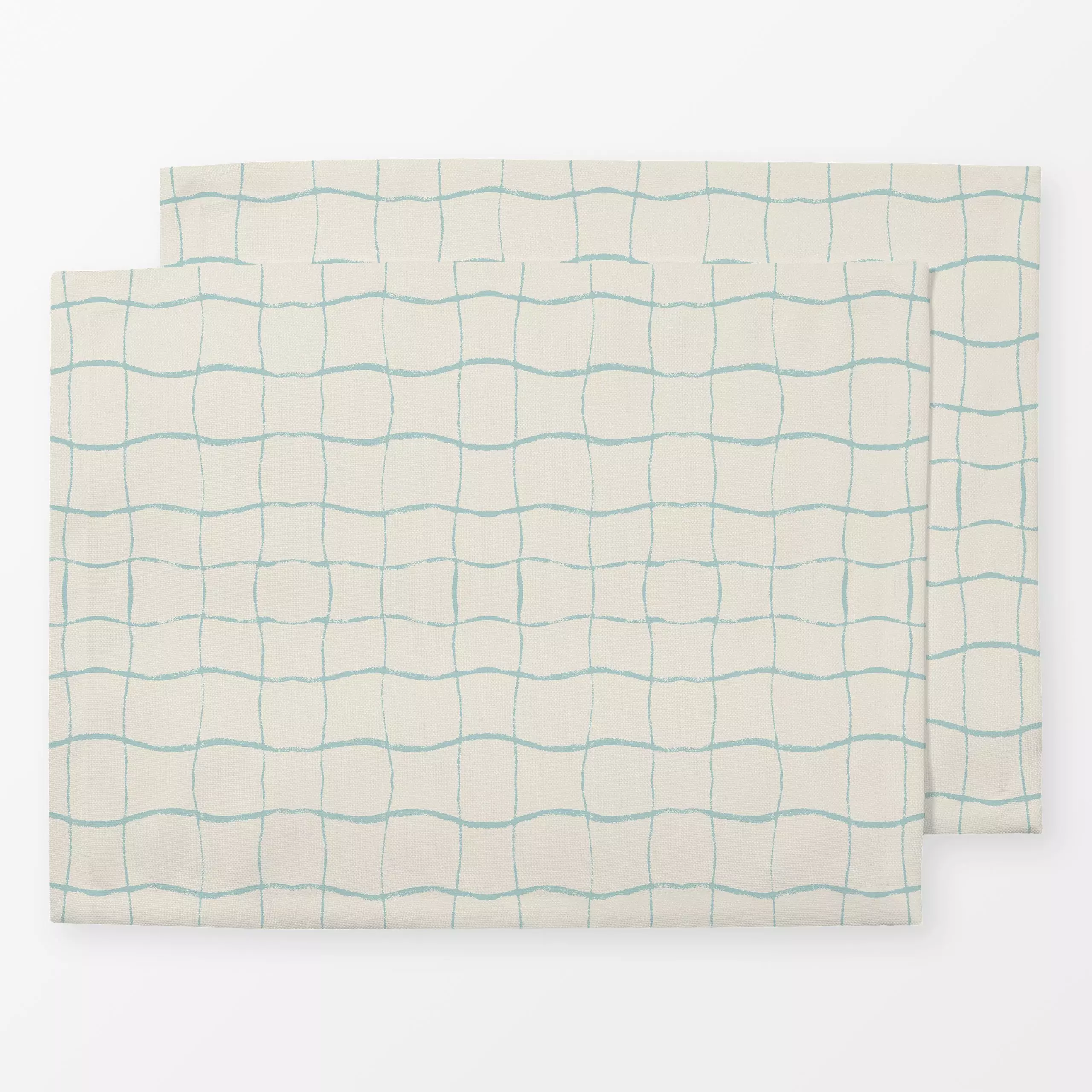 Tischset Pool Karo türkis - Sommer, Sport, Symbole & Muster - von „Katrin Graff"; minimal, creme, swimmingpool, kariert, Sum...
