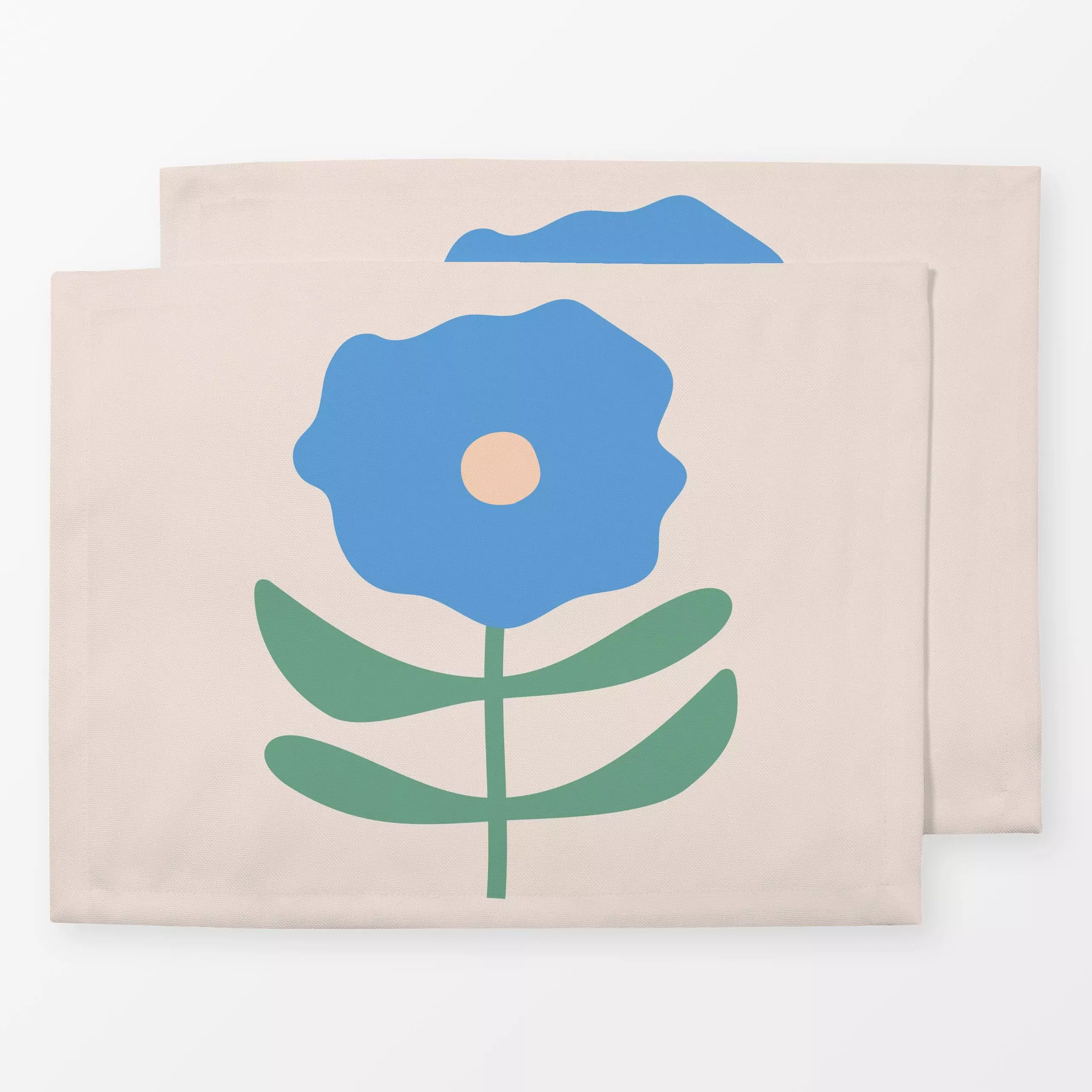 Tischset Liva Flower Blue-Green - Blumen & Florales, Sommer, Pflanzen & Botanik - von „Jana Driver"; Sommerblumen, floral, b...