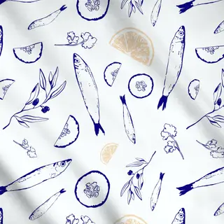 Meterware Santorini Fishpattern