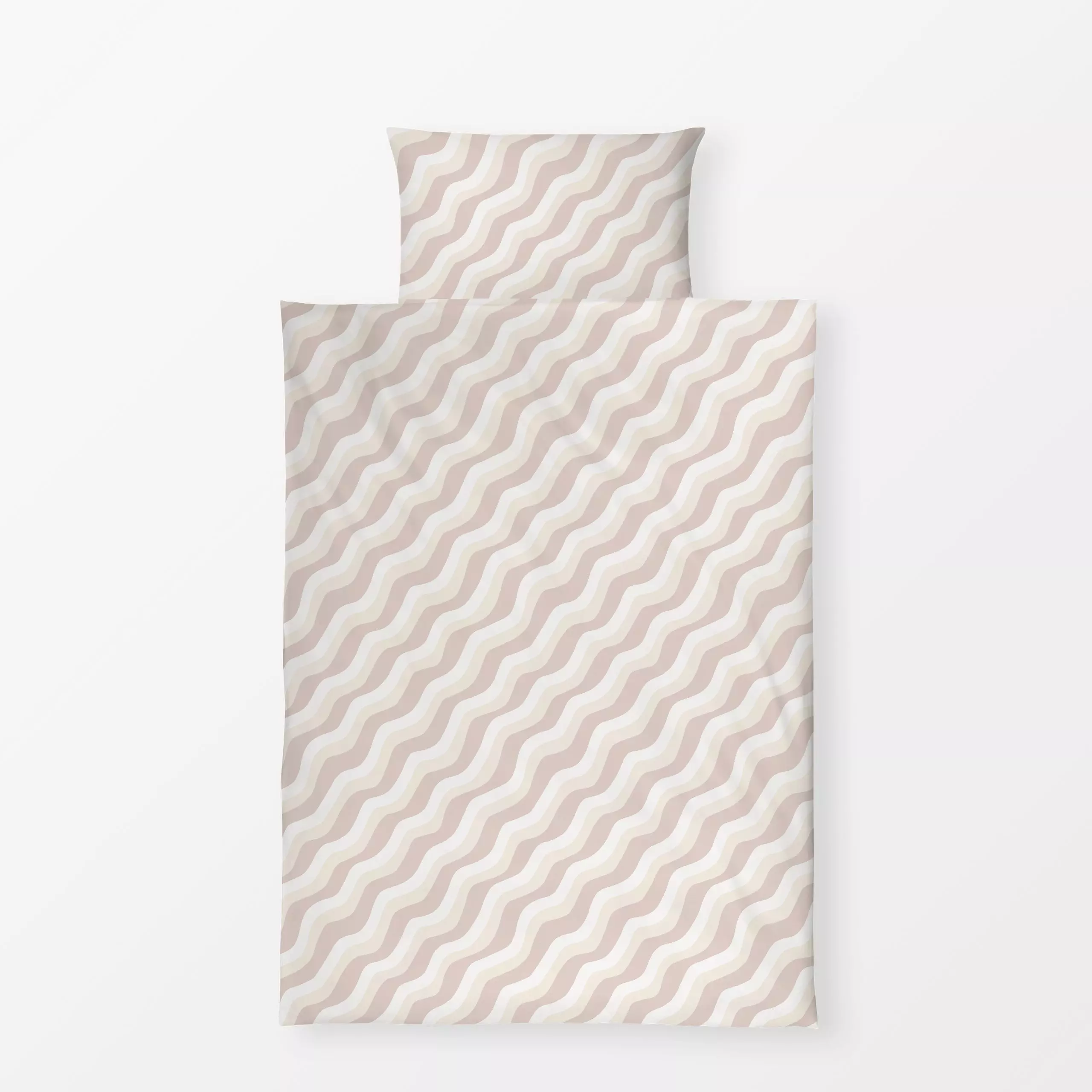 Bettwäsche Wellen Diagonal Beige Sand - Symbole & Muster - von „Studio Kesse"; Linien, Streifen, creme, Strand, Sand, beige,...