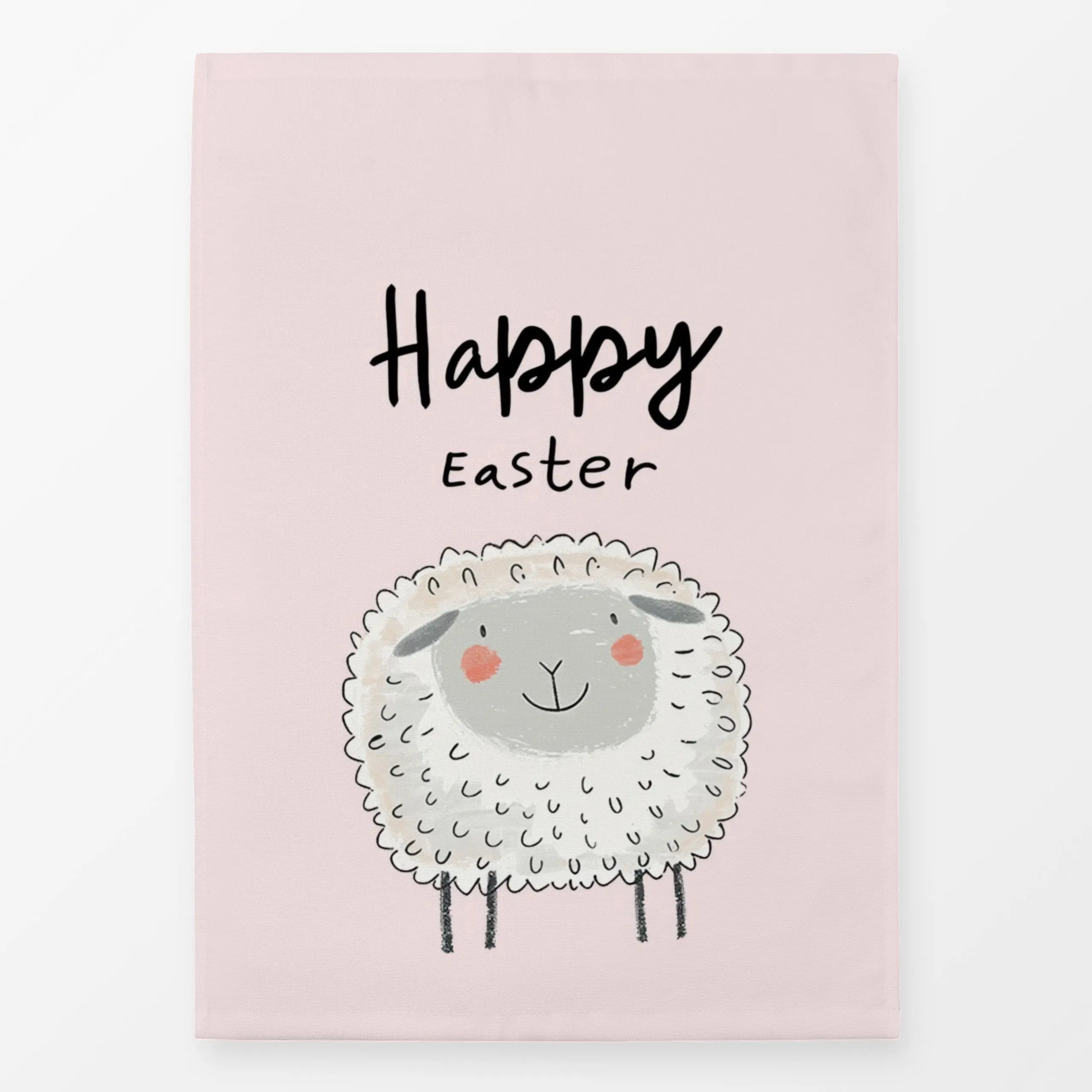 Geschirrtücher Happy Easter - Schaf rosa - Frühling, Tiere, Sprüche & Schriftzüge - von „Uta Naumann"; Schaf, Kinderzimmer, ...