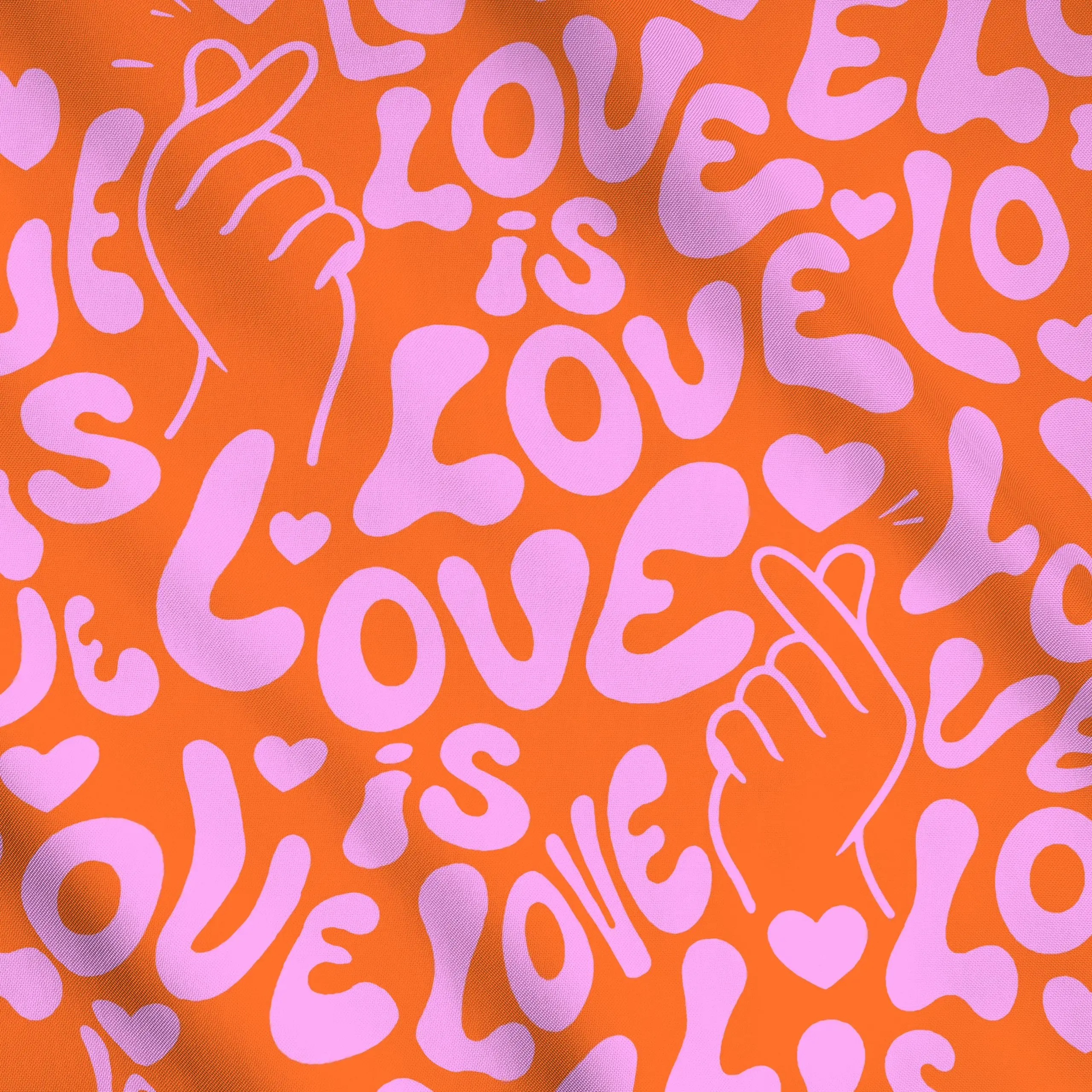 Meterware Love is Love (orange), Spruch, von Verena Klöpper