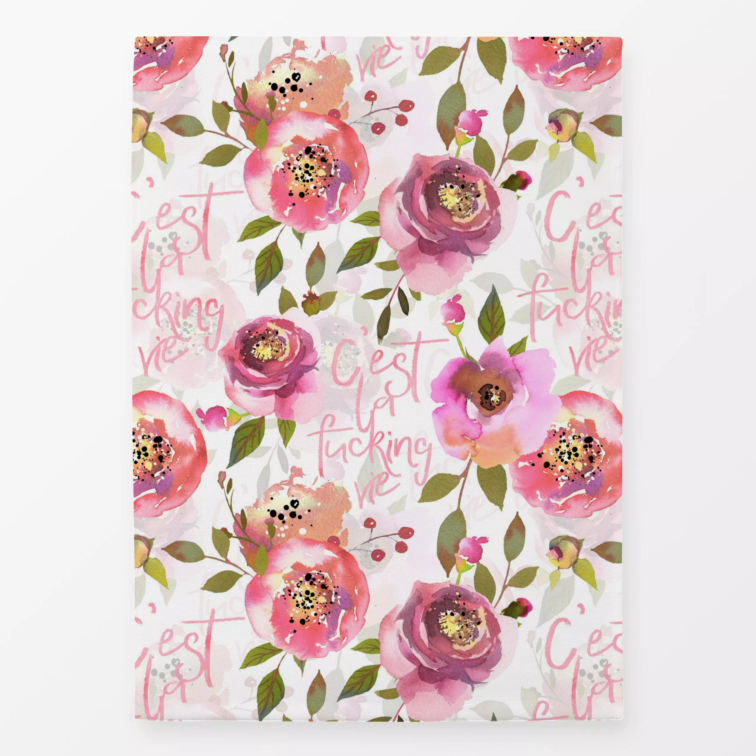 Geschirrtücher C'est la fucking vie Floral - Blumen & Florales, Sprüche & Schriftzüge - von „Uta Naumann"; boho, Muster, Was...