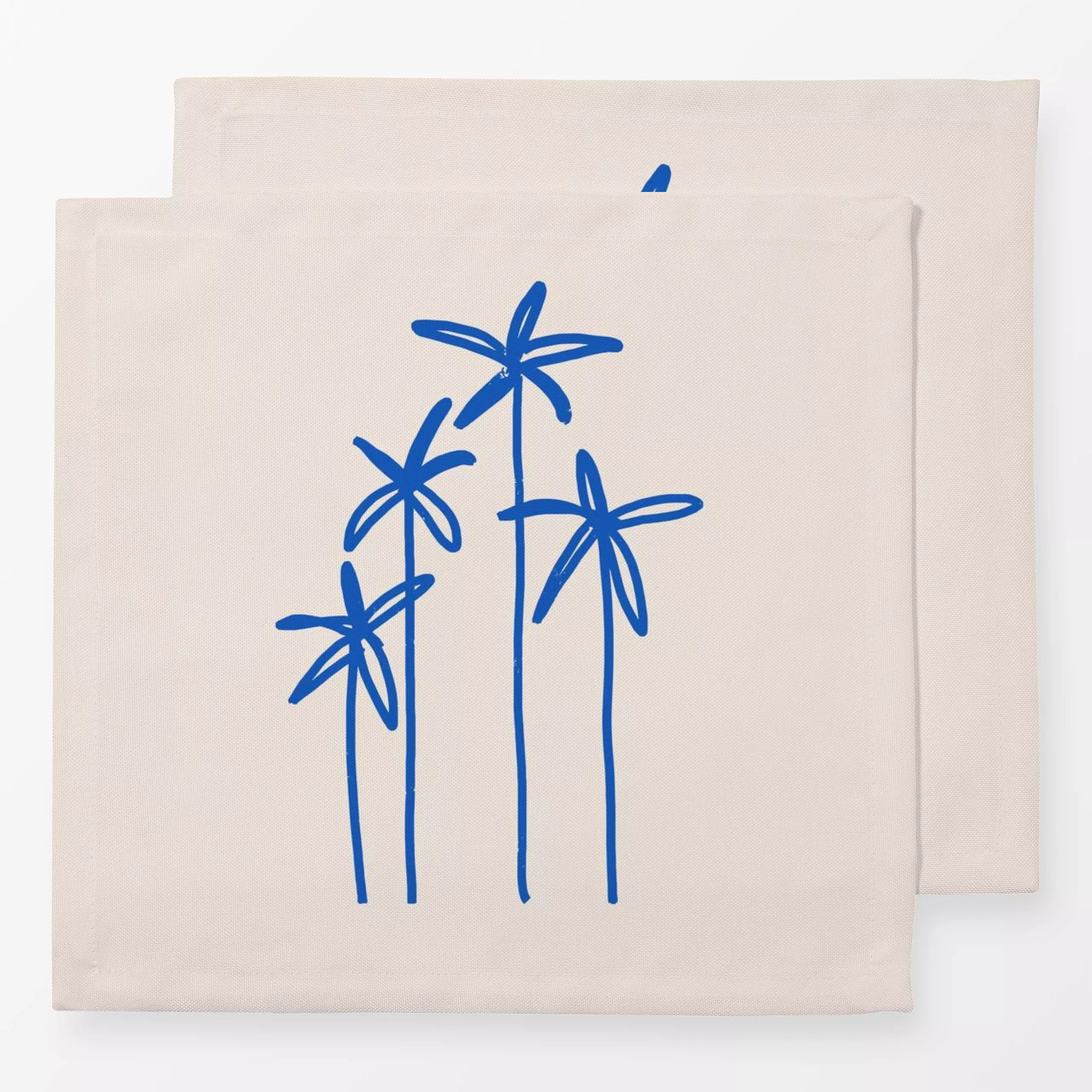 Servietten Blue Palms - Natur & Landschaft, Reise - von „Kruth Design"; Palmen, Garten, Sommerblumen, Meer, Palmenwedel, Url...