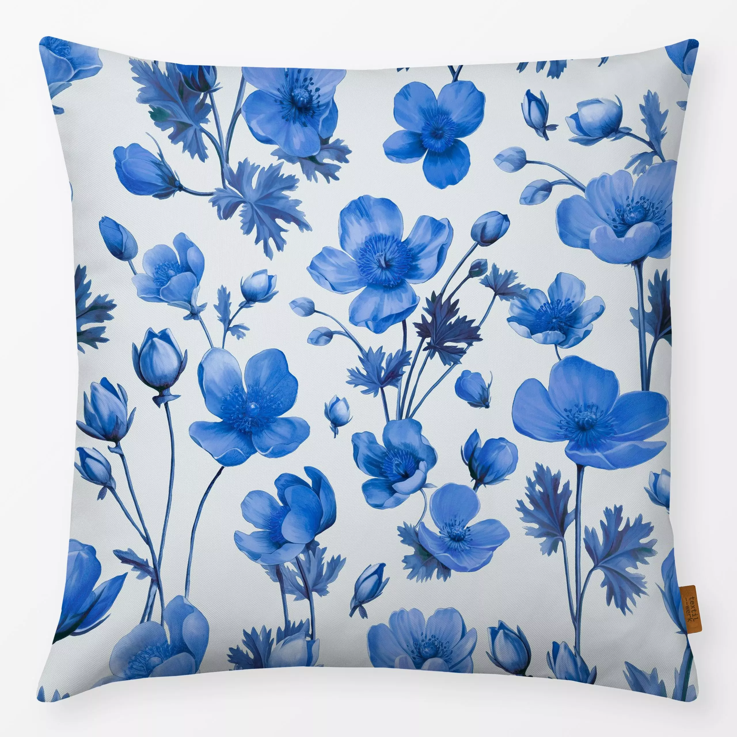 Kissen Streublümchen Muster Blau - Blumen & Florales, Frühling - von „Andrea Haase"; Natur, Sommerblumen, Sommer, botanik, B...