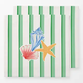 Servietten Muschel Streifen grün