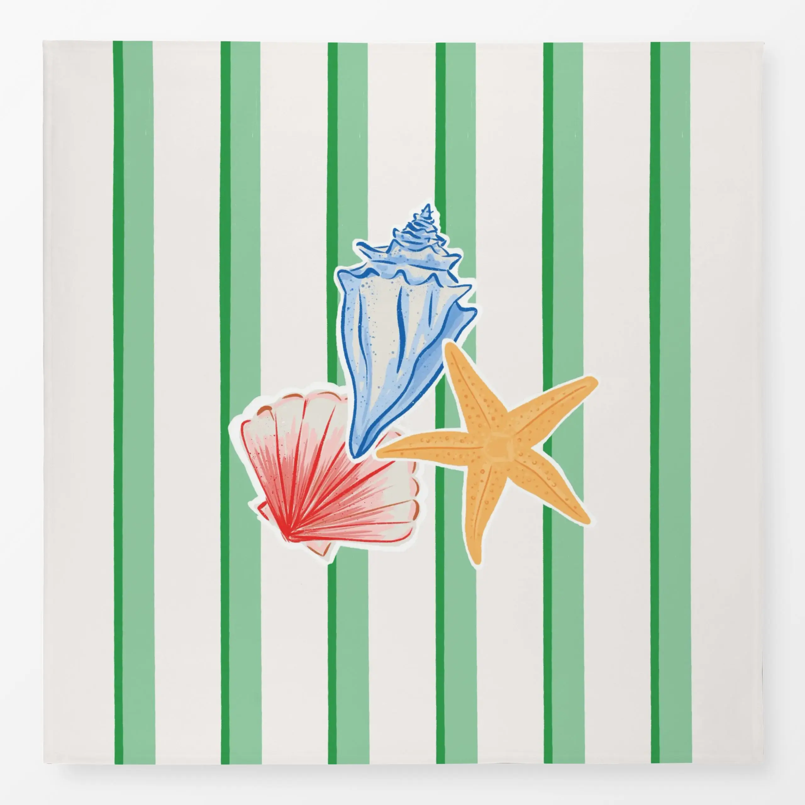 Tischdecke Muschel Streifen grün - Natur & Landschaft, Sommer - von „Kruth Design"; outdoor, gestreift, Gartendeko, kruthdes...