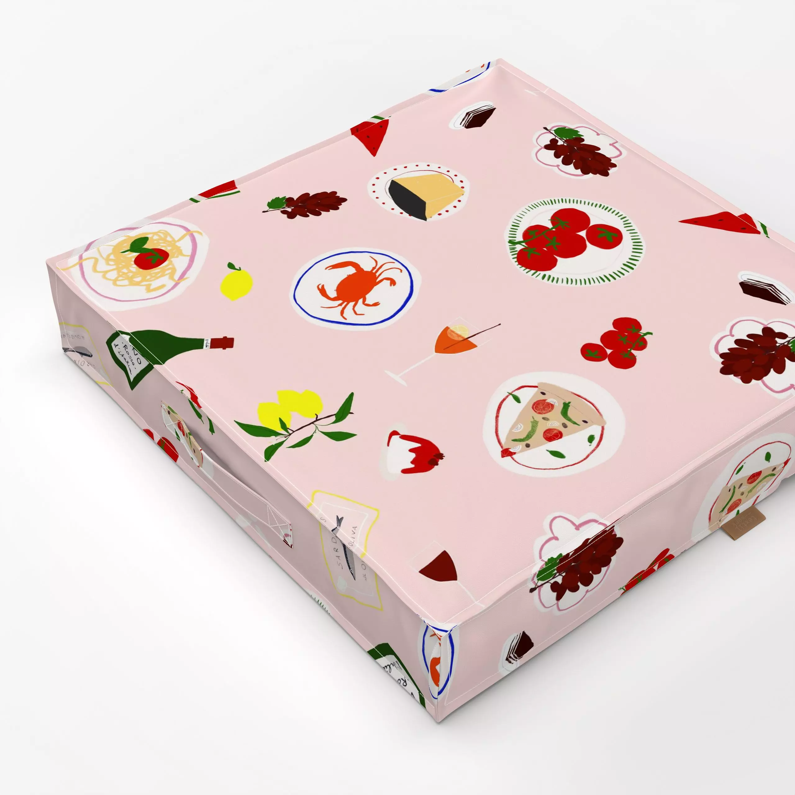 Bodenkissen Tischszene Rosa - Küche, Essen & Trinken - von „Sophie Augustin Illustration"; Illustration, rosa, Sommer, grafi...