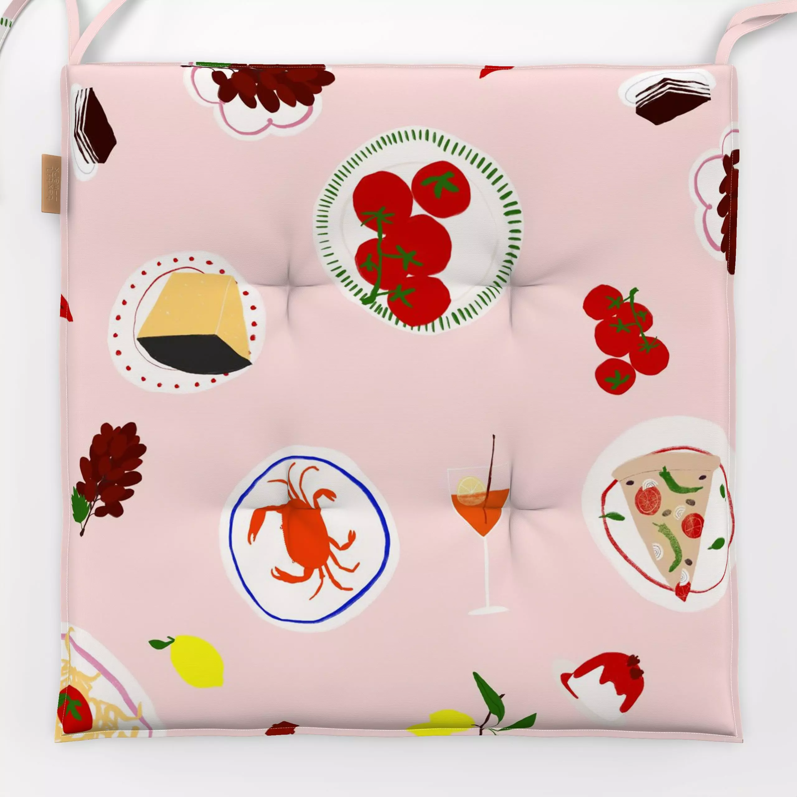 Sitzkissen Tischszene Rosa - Küche, Essen & Trinken - von „Sophie Augustin Illustration"; Illustration, rosa, Sommer, grafis...