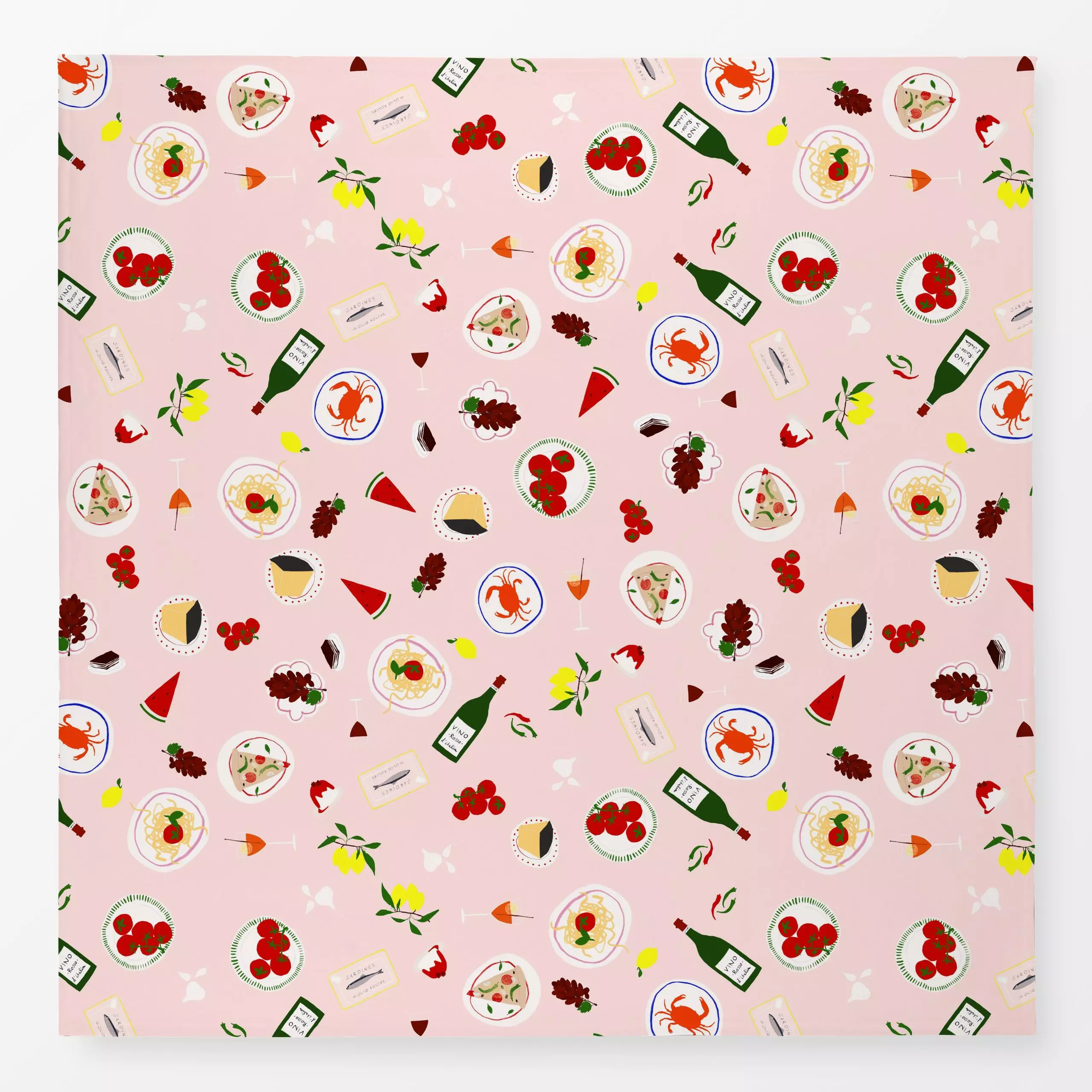 Tischdecke Tischszene Rosa, Essen & Trinken, Sommer, von Sophie Augustin Illustration
