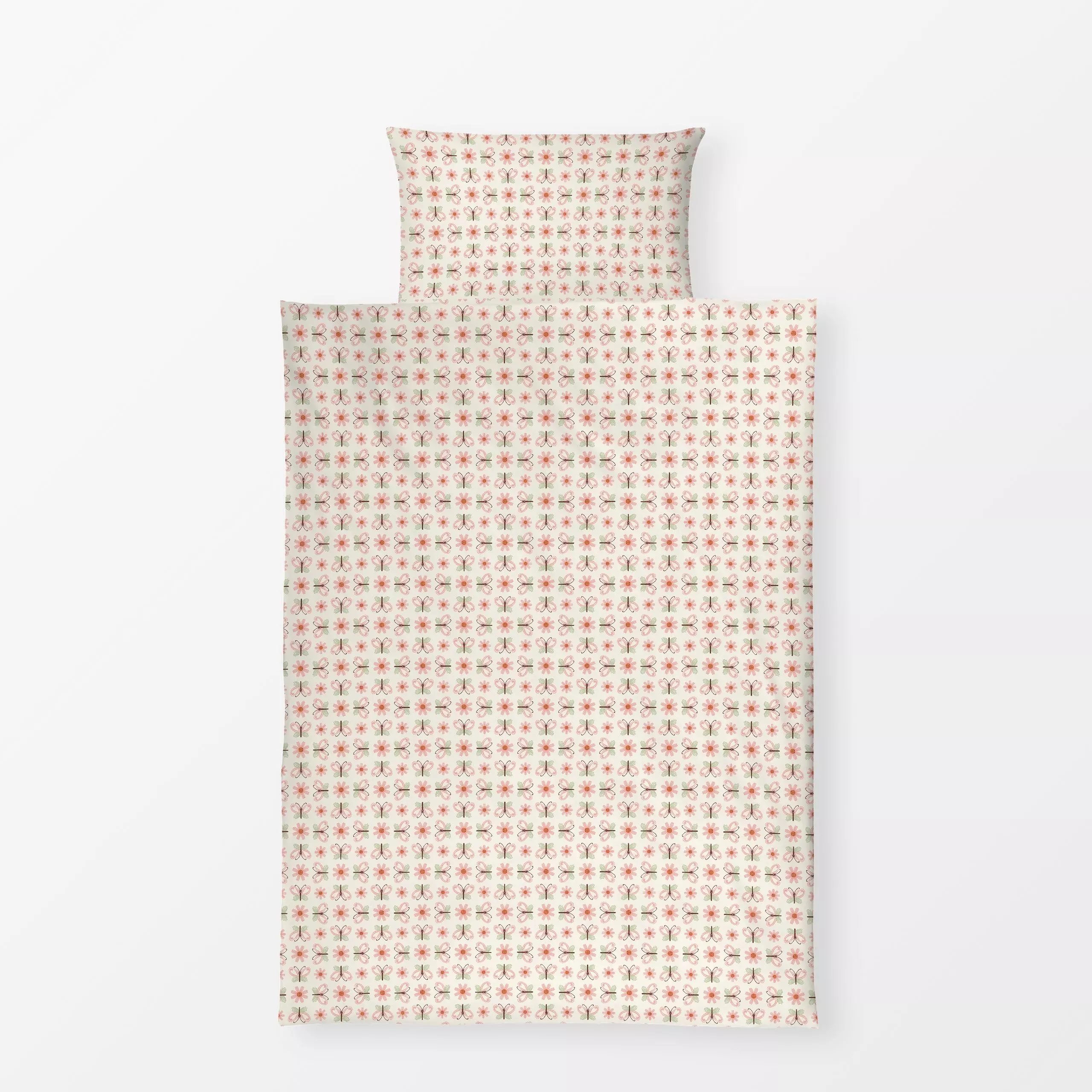 Bettwäsche Schmetterling rosa grün - Frühling, Kinderzimmer & Motive für Kinder, Tiere - von „Kathrin Woo"; Kinder, Blumen, ...