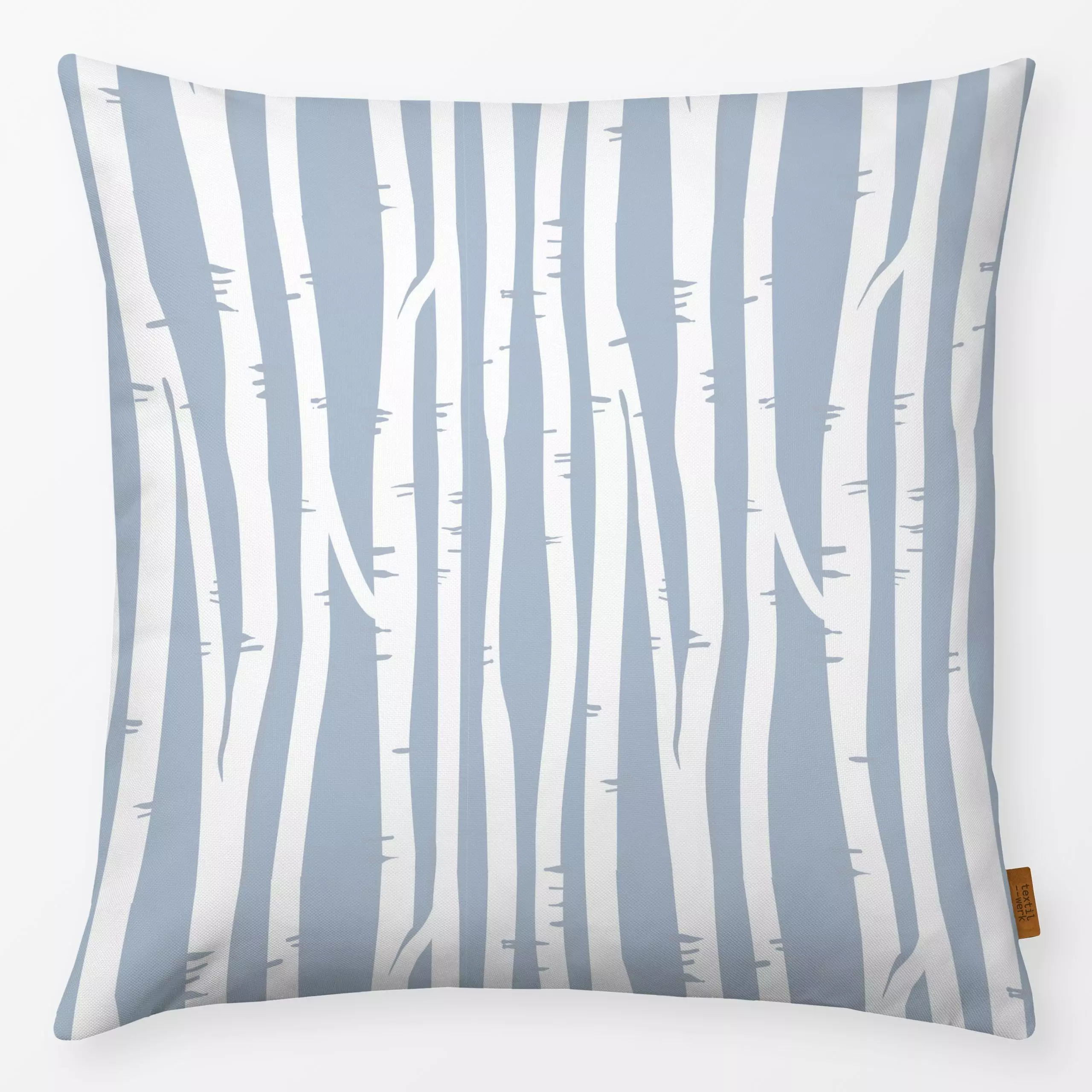 Kissen Birkenwinter - Herbst, Winter, Symbole & Muster - von „Heyduda"; Muster, grau, Bäume, Wald, Weihnachten, Winter, Herb...