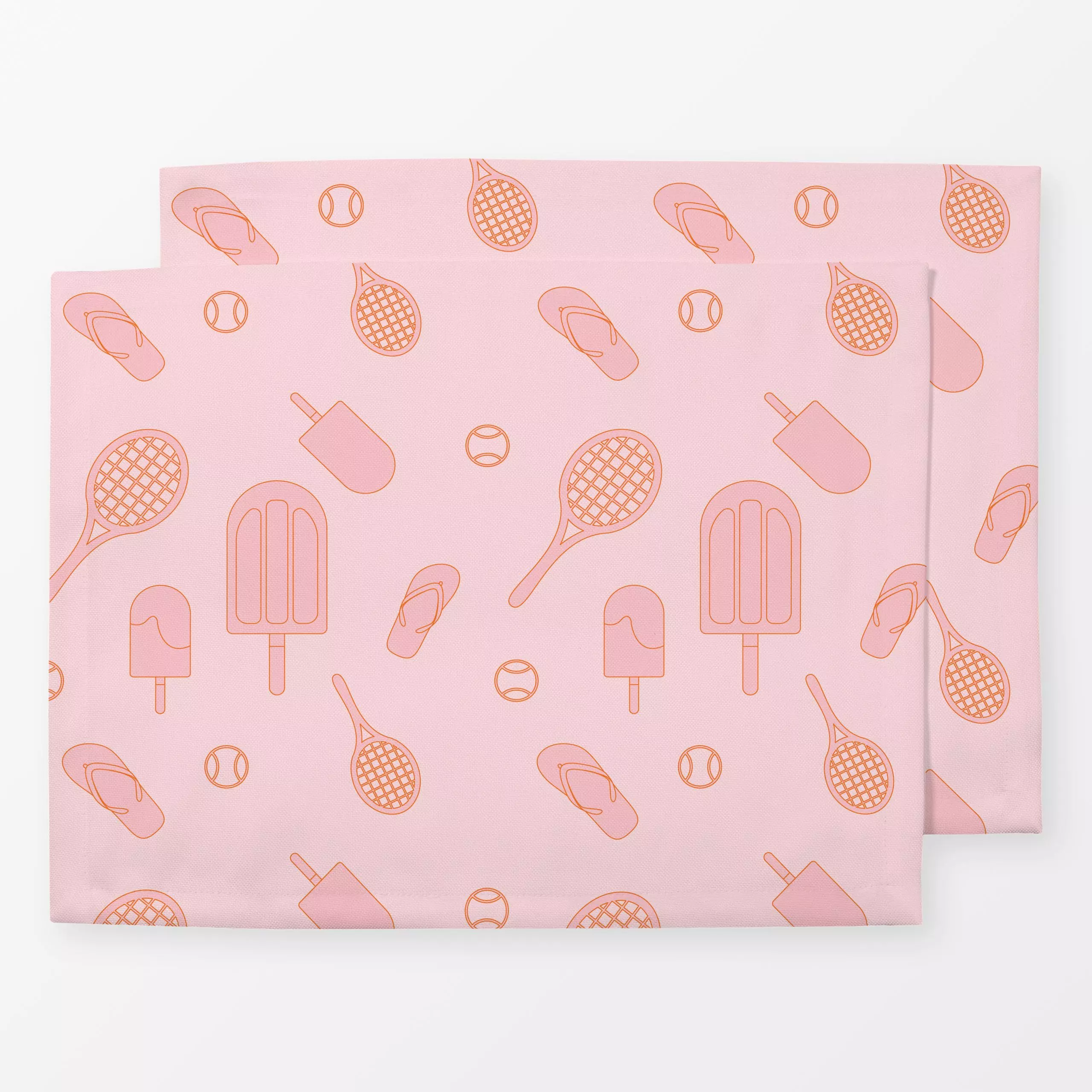 Tischset Vintage Pattern Rosa - Sommer, Sport, Retro & Vintage - von „Jana Moßmann"; Muster, Strand, Eis, Tennis, Sommer, vi...