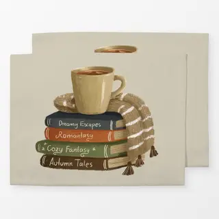Tischset Bücher Schal Tasse
