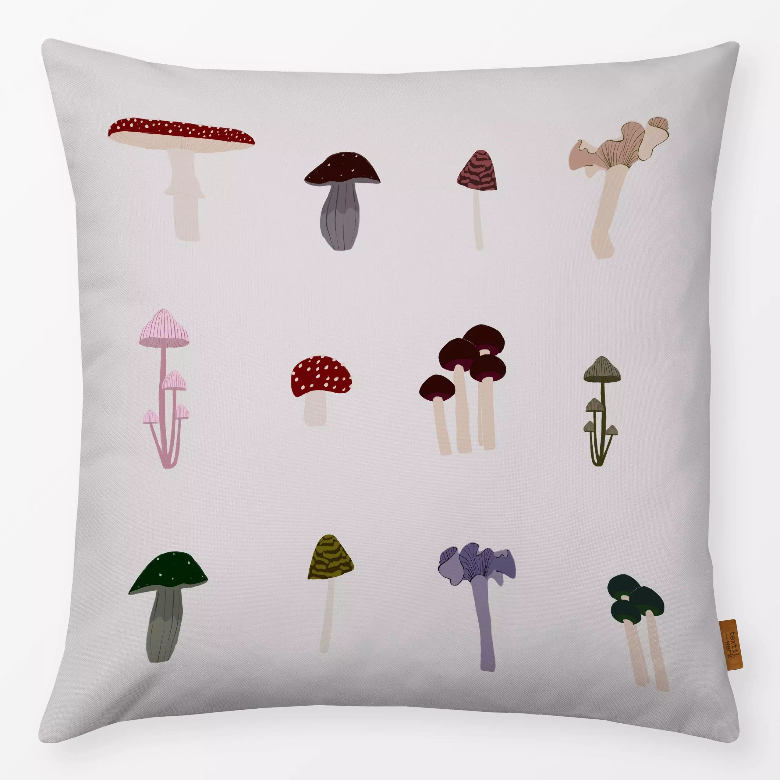 Kissen Pilze Beige - Herbst, Gemüse - von „Sophie Augustin Illustration"; Illustration, Wald, Herbst, Herbstdeko, pilze, her...