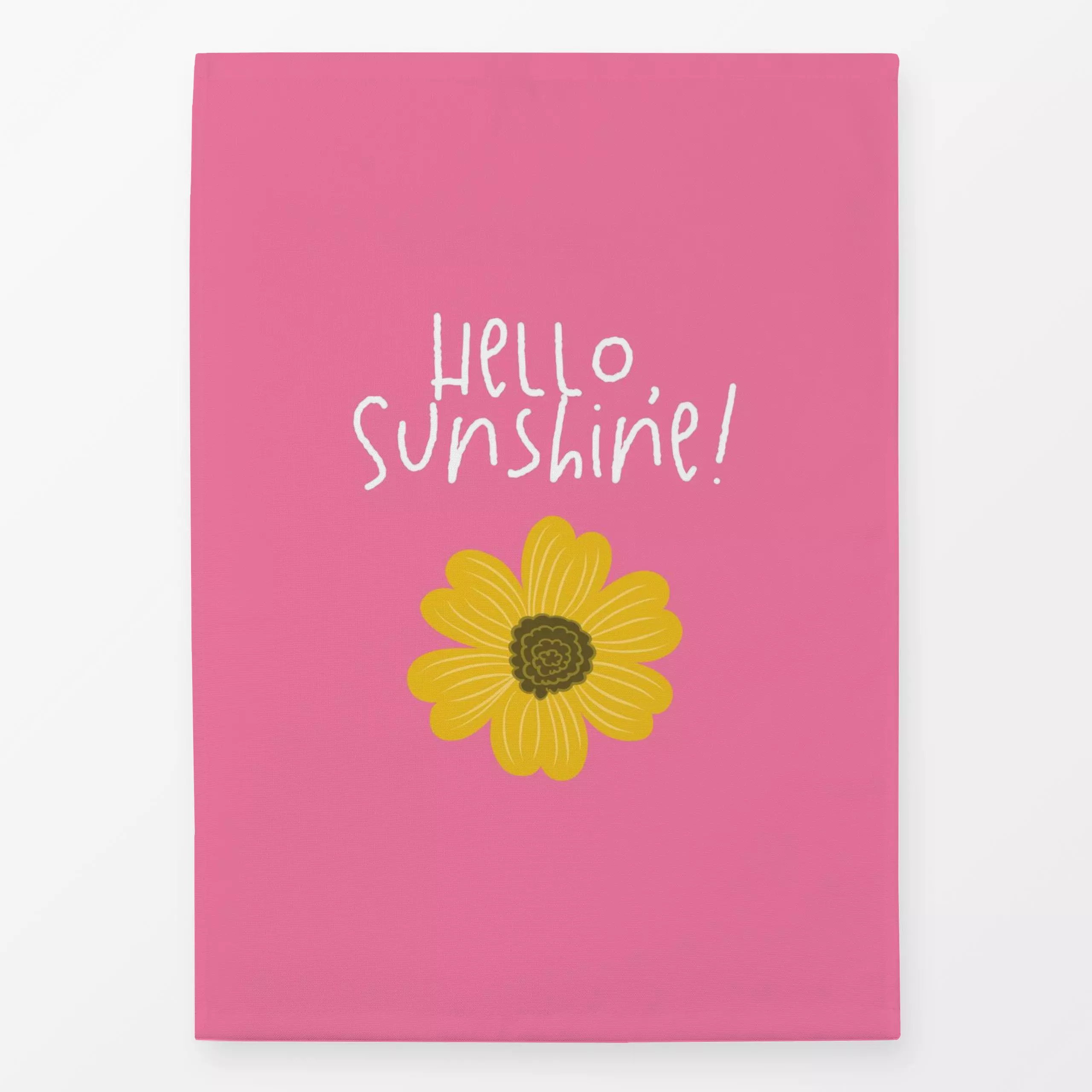 Geschirrtücher Hello Sunflower Pink - Blumen & Florales, Frühling, Sprüche & Schriftzüge - von „DEINKI Studio"; Blumen, typo...