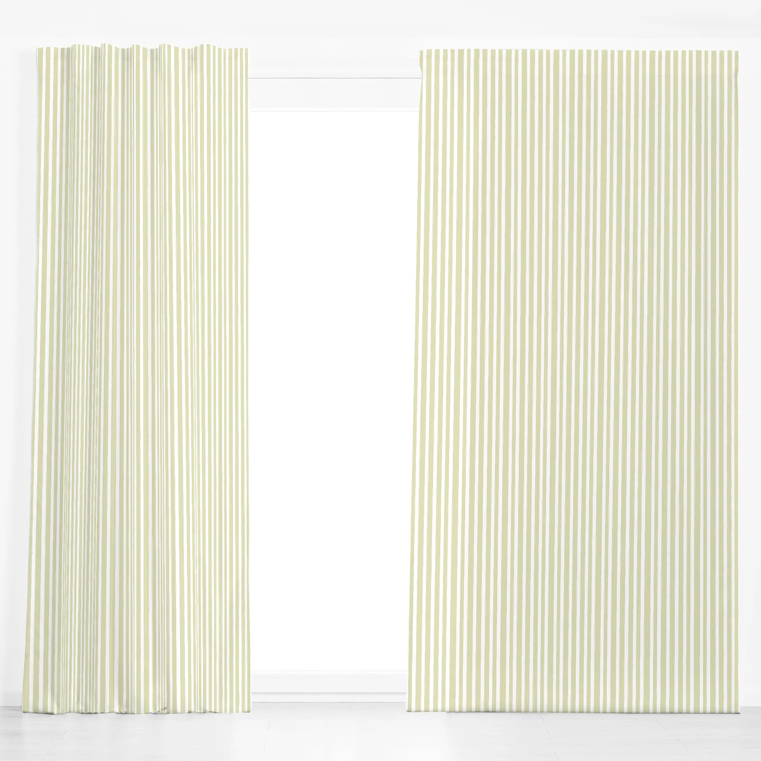 Dekovorhang Stripes Green - Symbole & Muster - von „Barlena"; Linien, Streifen, modern, minimalistisch, Pastell, sanft, gest...