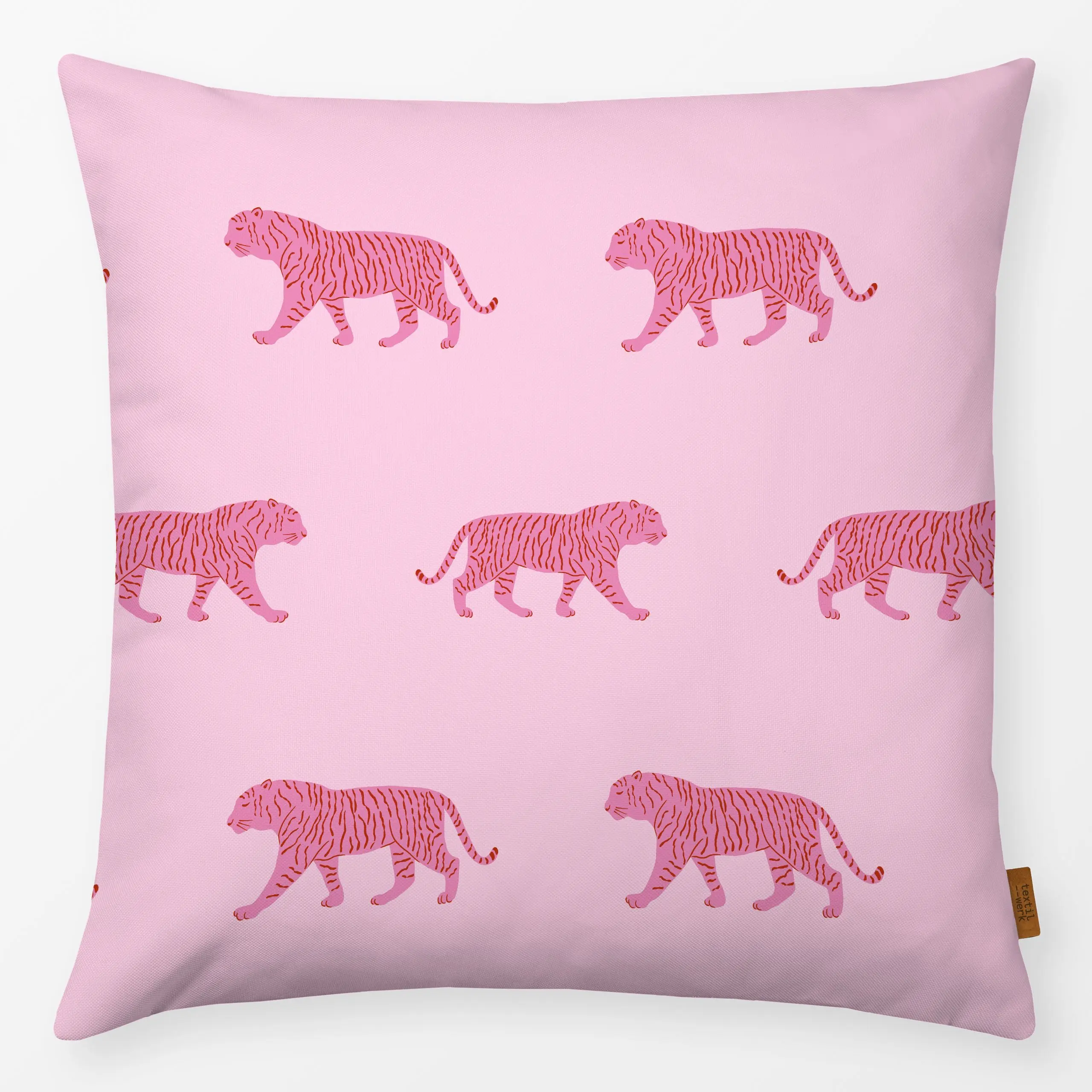 Kissen pink tiger pattern - Sommer, Tiere, Symbole & Muster - von „Vivian Hasenclever"; Dschungle, Tiger, Wildtiere, tropisc...