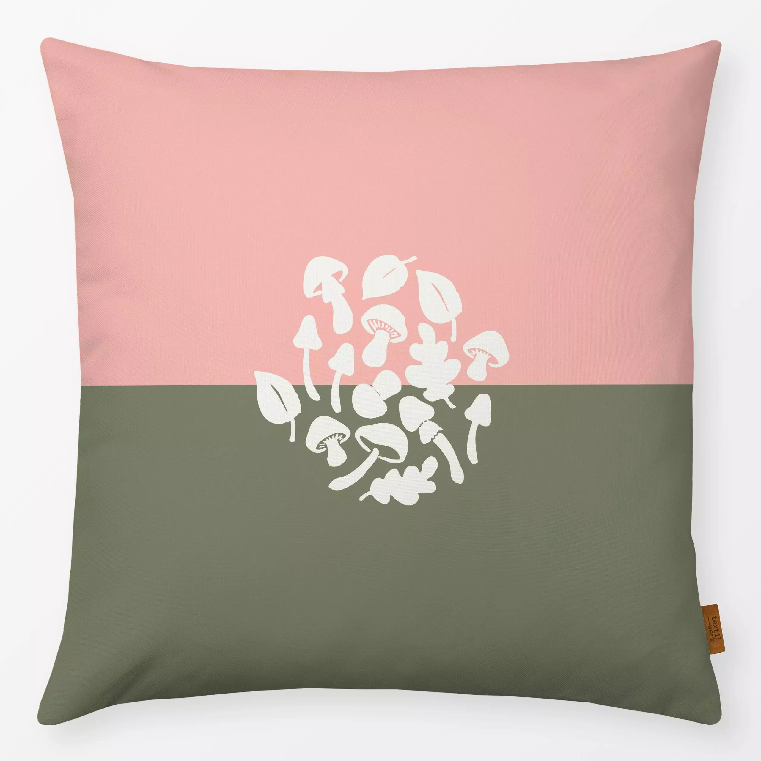 Kissen Pilzkreis grün rosa - Herbst, Gemüse - von „Katrin Graff"; Wald, Herbst, Herbstdeko, outdoor, pilze, Picknick, herbst...