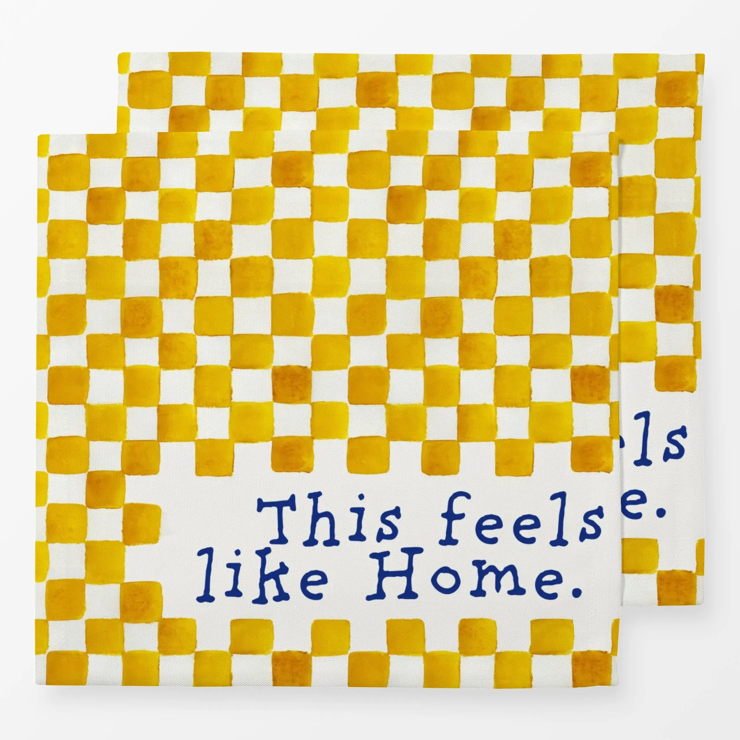 Servietten This-feels-like-Home-gelb-blau - Liebe, Romantik & Pride, Sprüche & Schriftzüge, Symbole & Muster - von „Malou St...