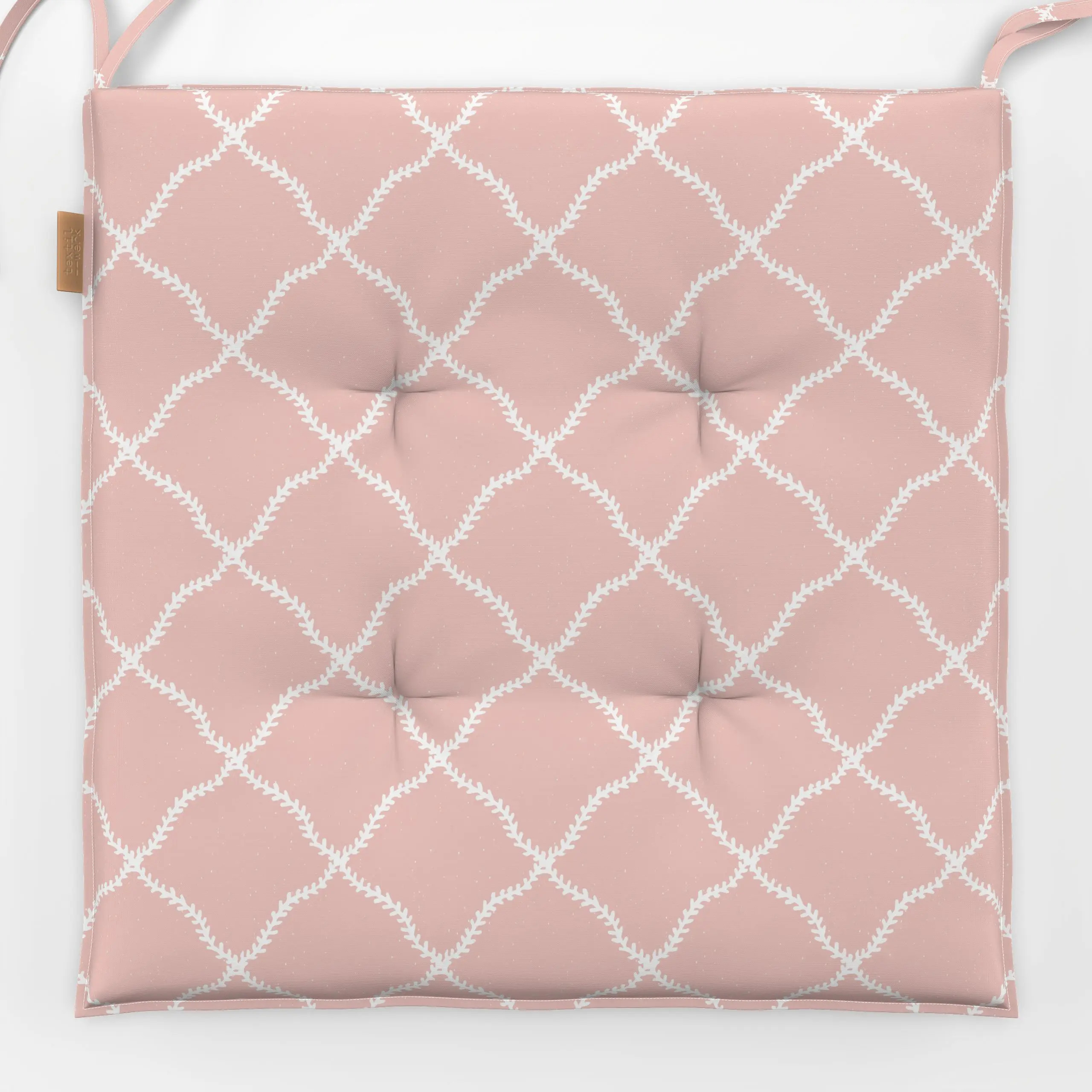 Sitzkissen Vintage Vines Blush - Symbole & Muster - von „Barlena"; minimal, altrosa, vintage, kariert, romantisch, cottageco...