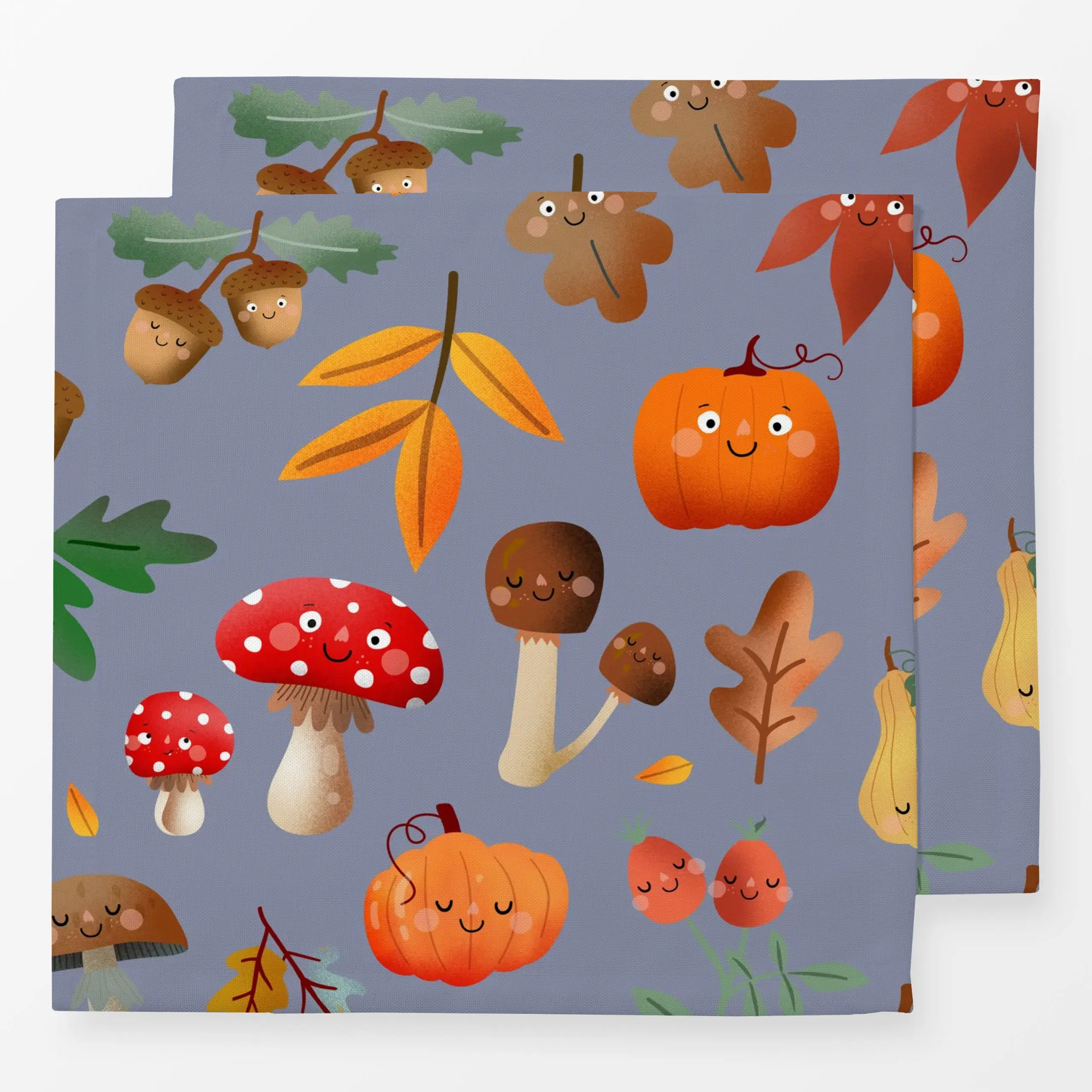 Servietten Herbstliebe Muster - bleu - Herbst, Symbole & Muster, Pflanzen & Botanik - von „Heyduda“; Laub, Herbst, Herbstdek...