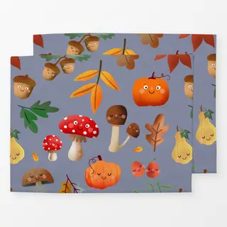 Tischset Herbstliebe Muster - bleu