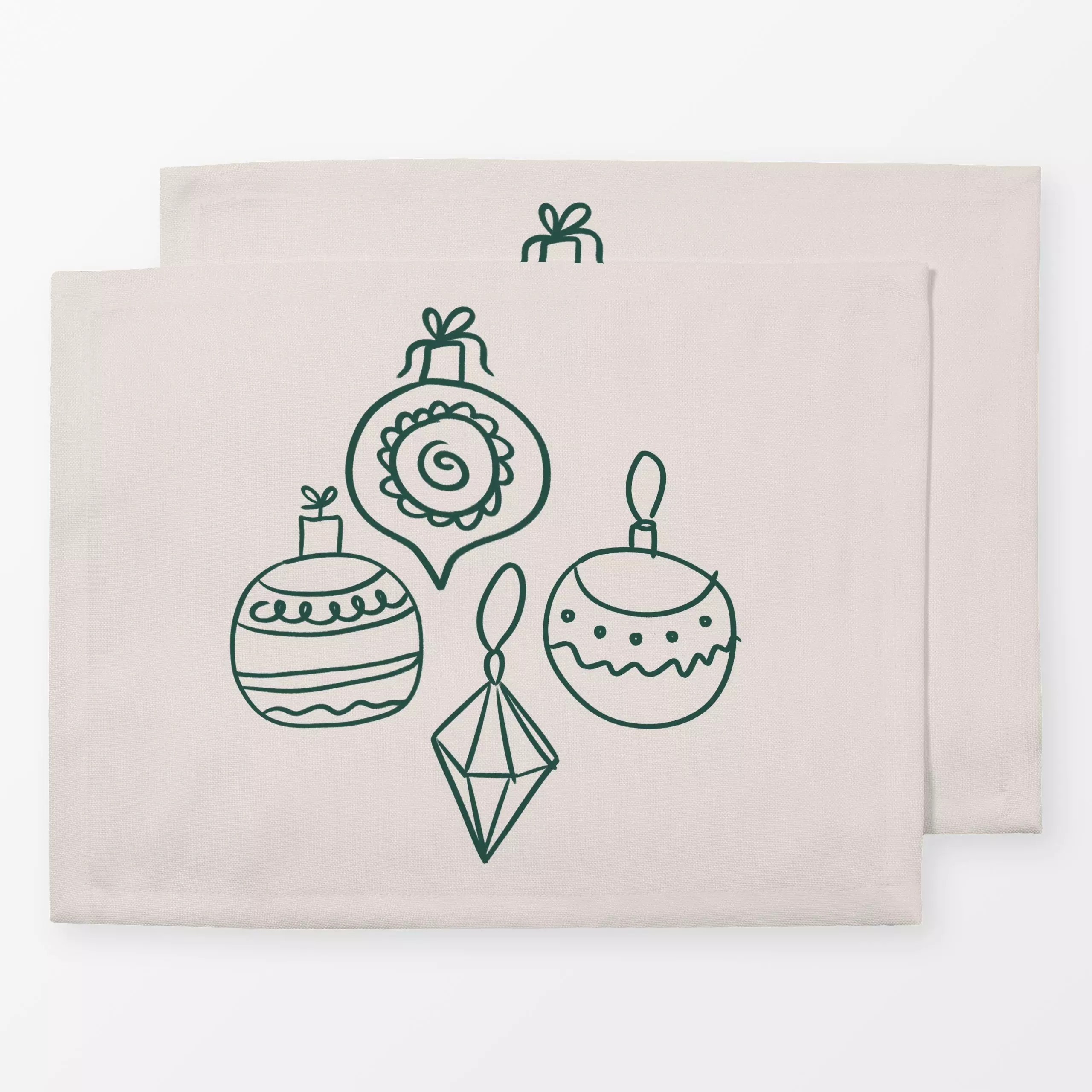 Tischset Tannenbaumkugeln Dunkelgrün - Weihnachten, Anlässe - von „textilwerk"; Illustration, skandinavisch, Weihnachten, We...