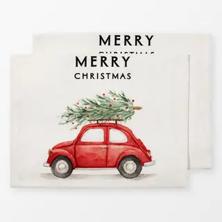 Tischset Merry Christmas Rotes Auto