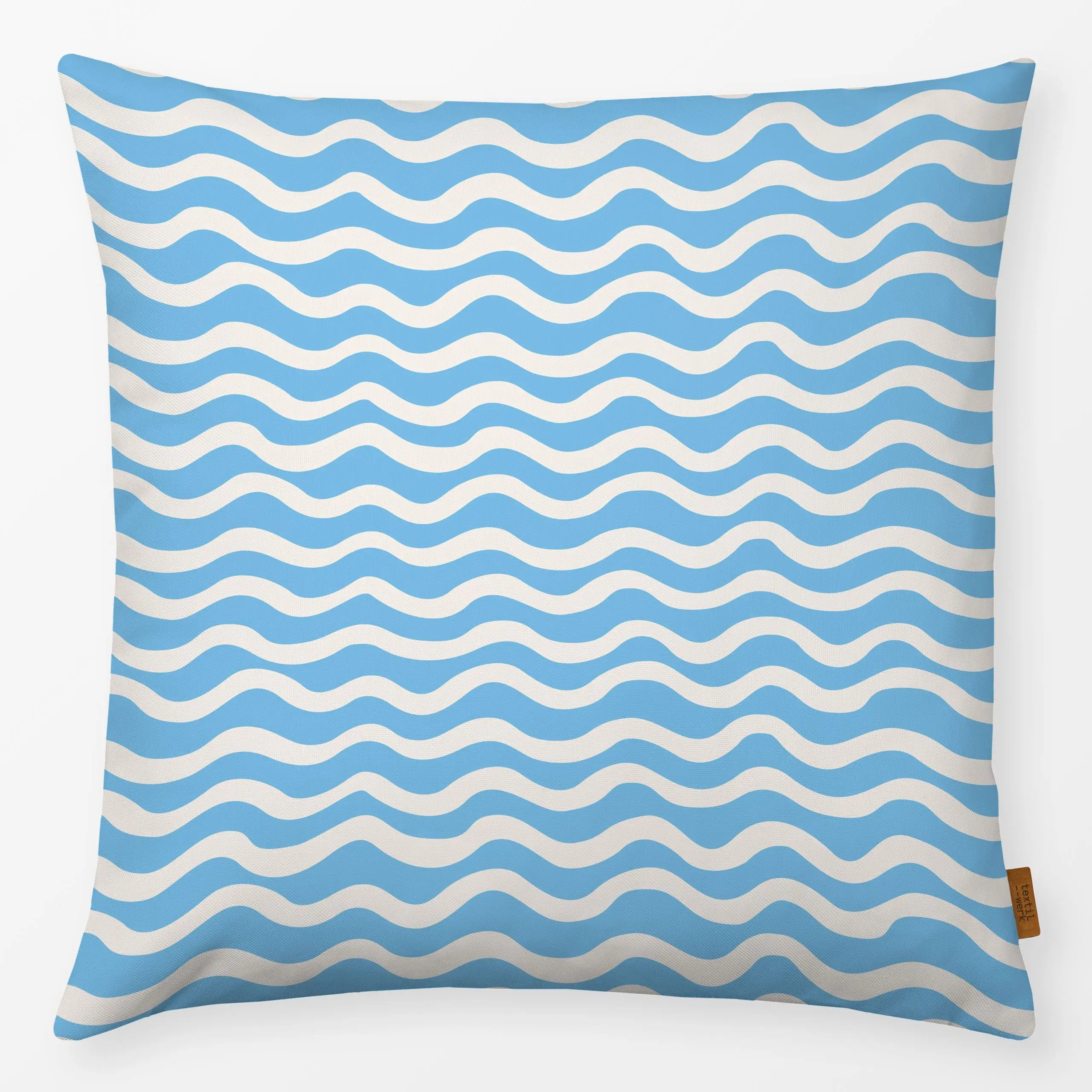 Kissen Abstract Waves light blue - Sommer, Symbole & Muster - von „Karen Menzenbach"; Meer, Strand, Sommer, Urlaub, wellen, ...