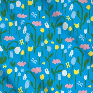 Meterware Blumenwiese - Blau