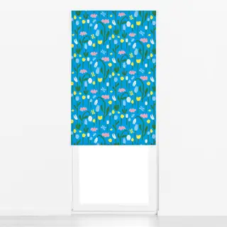 Raffrollo Blumenwiese - Blau
