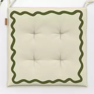 Sitzkissen Wellenrand Beige Green