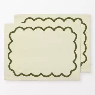Tischset Wellenrand Beige Green