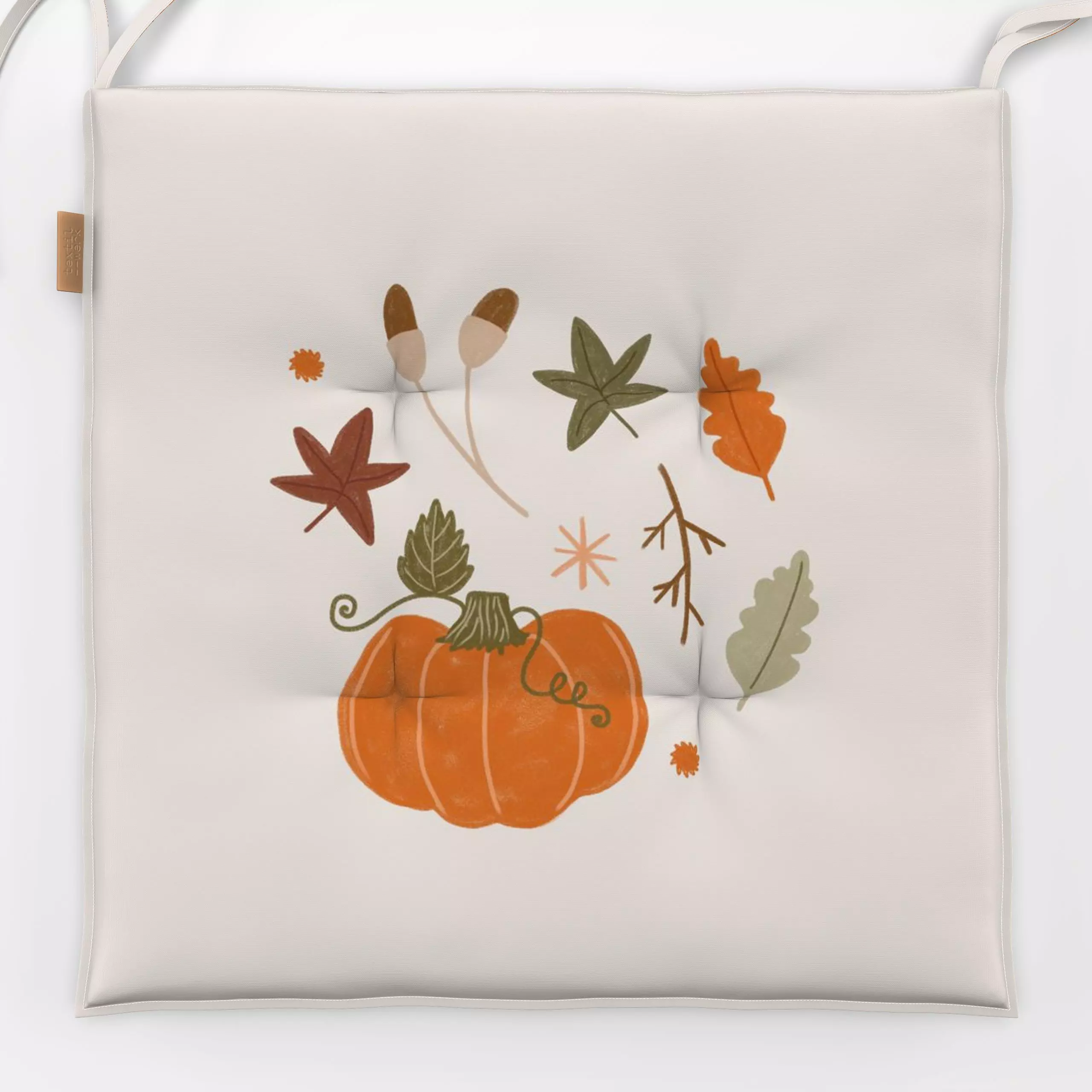 Sitzkissen Hallo Herbst - Herbst, Natur & Landschaft - von „DEINKI Studio"; Blatt, Blätter, Herbst, Herbstdeko, Eicheln, her...