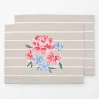 Tischset Blumenbouqet beige grau