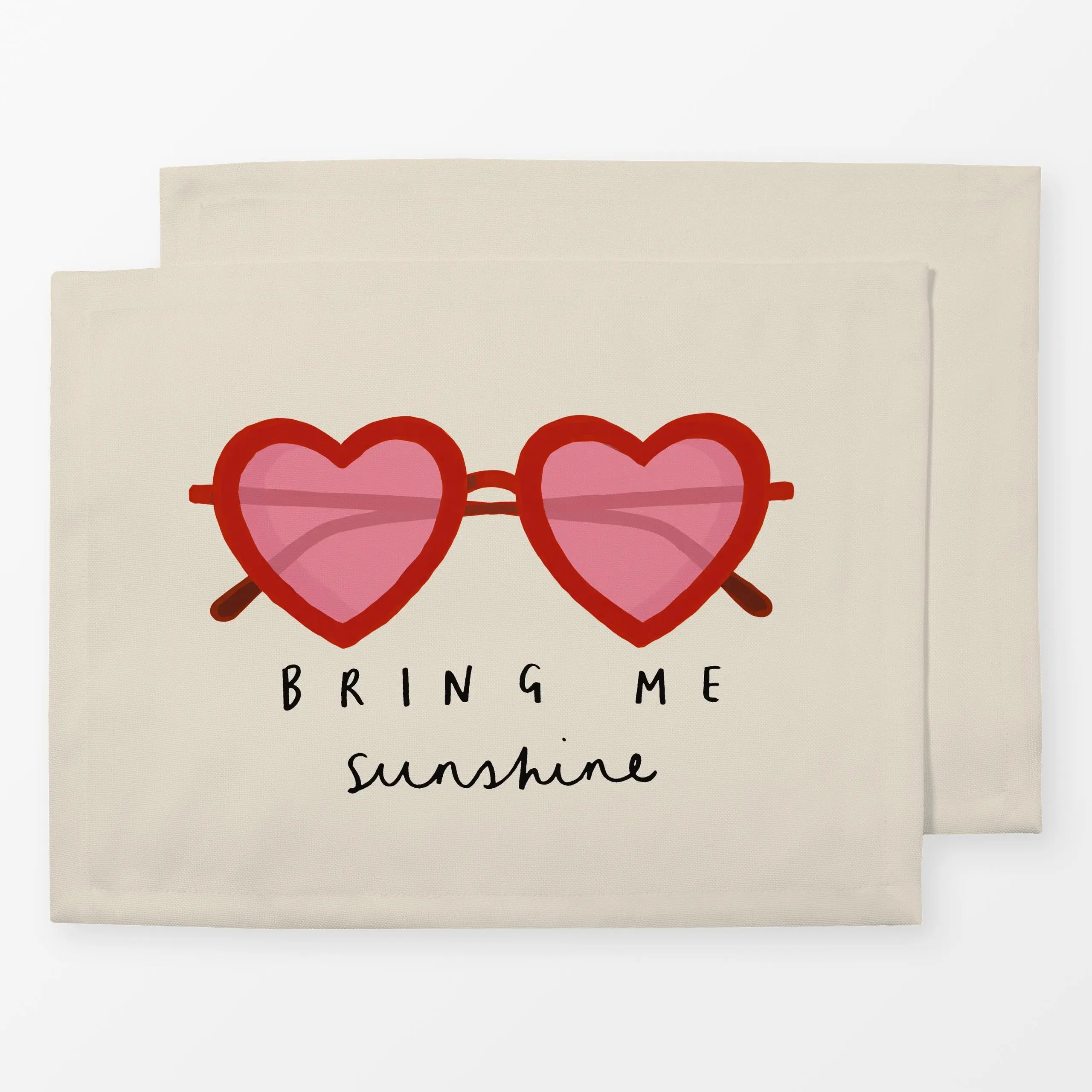 Tischset Herzbrille sunshine - Sommer, Sprüche & Schriftzüge - von „Studio Kesse"; Strand, Herzen, Sommer, Summerfeeling, su...