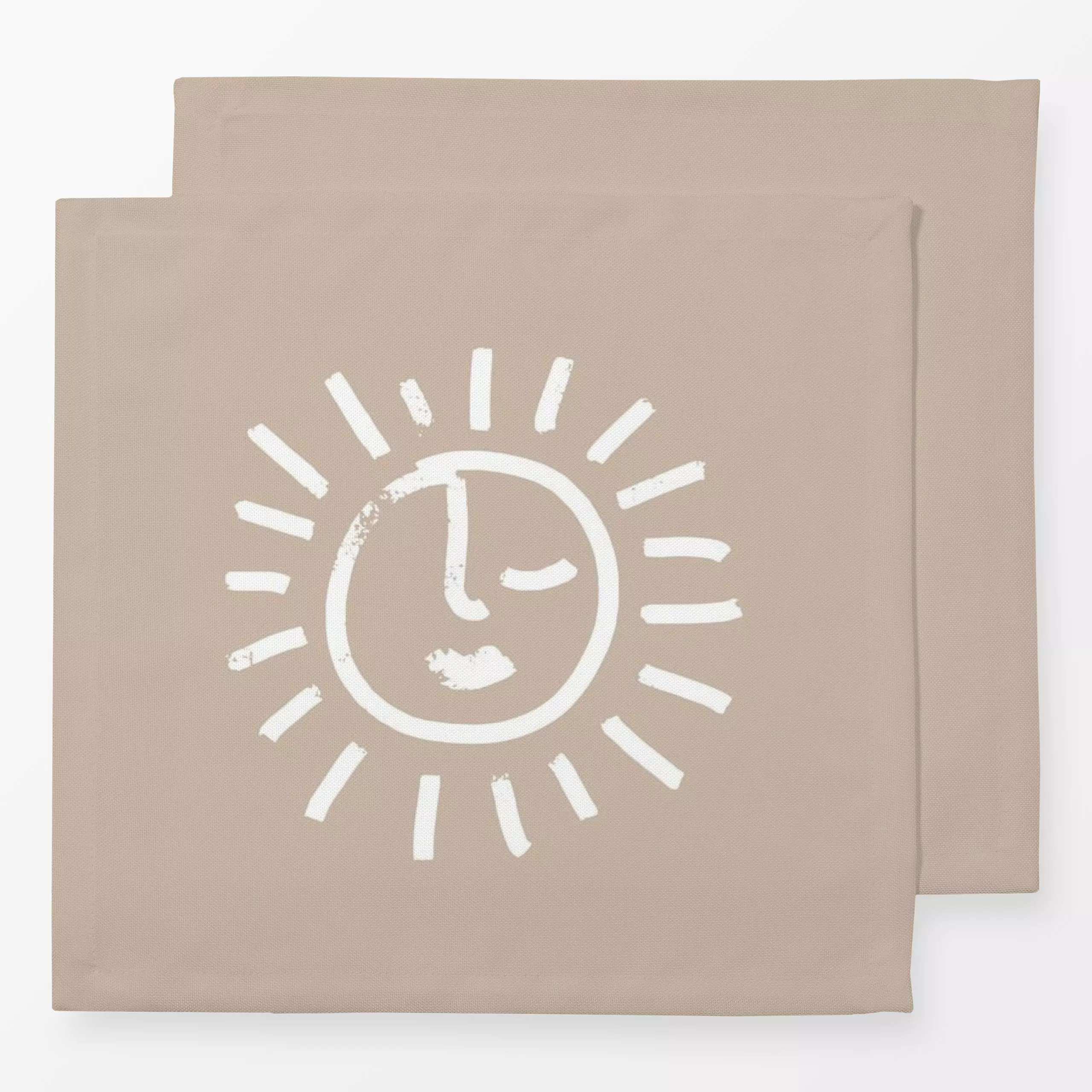 Servietten Sonne beige - Natur & Landschaft, Sommer - von „Kruth Design"; Zeichnung, Garten, Sonnenaufgang, Strand, Sonne, S...